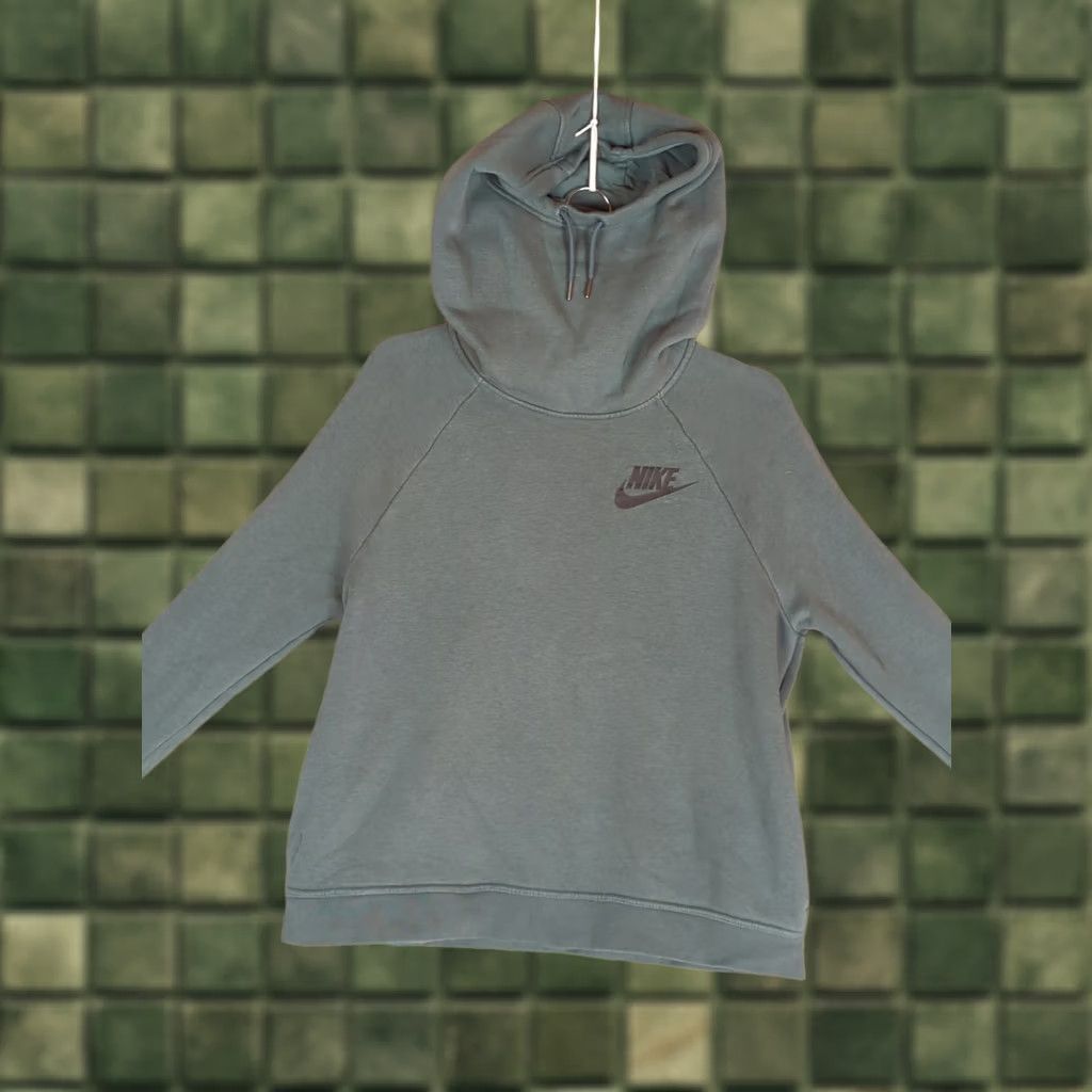 Nike Nike Sportswear Hoodie Womens Large Green Pullover Hooded Sweatshirt Funnel Neck Logo Size L / US 10 / IT 46 - 1 Thumbnail