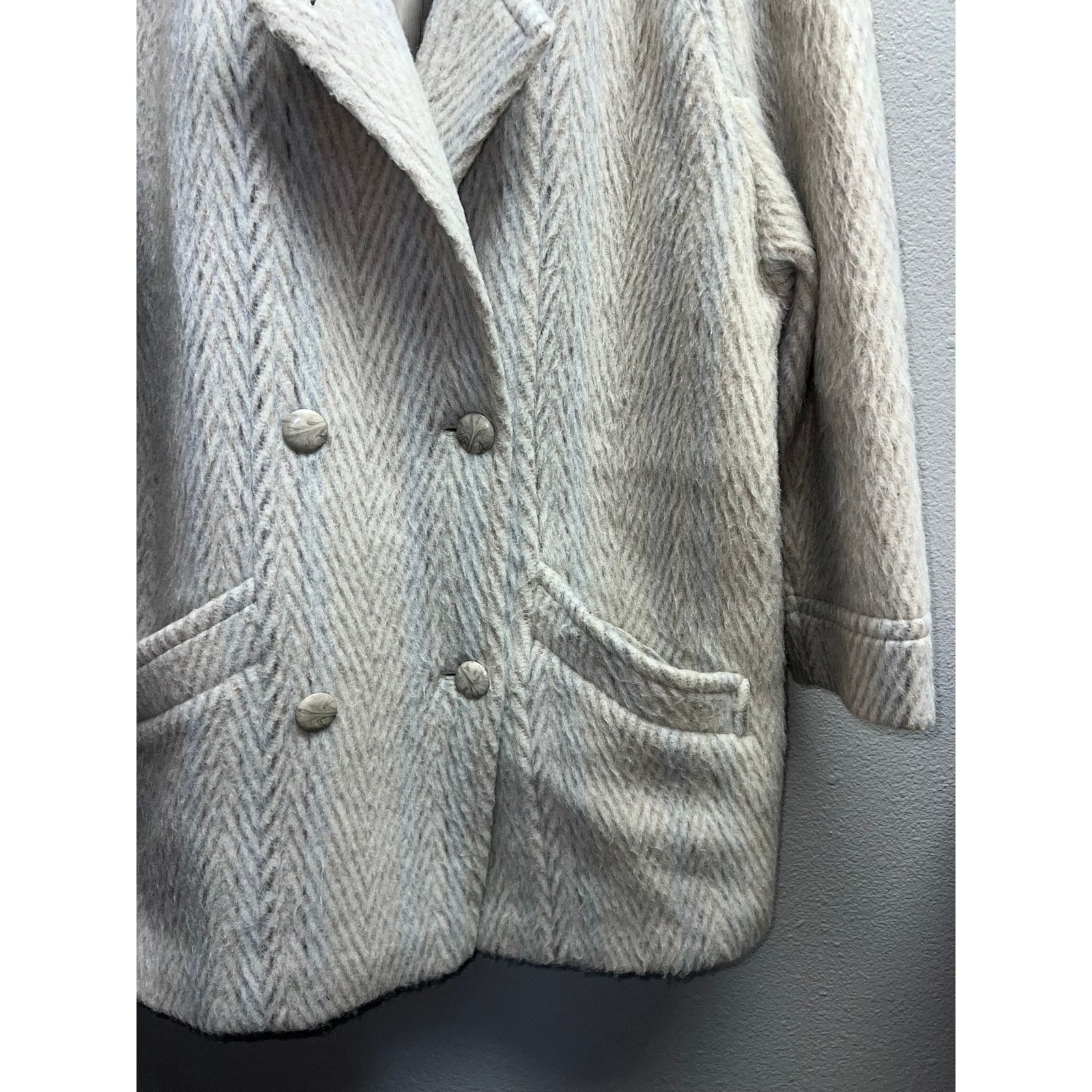 Vintage Womens Luxus Qualitat Mohair Wool Coat Overcoat Herringbone Size XL / US 12-14 / IT 48-50 - 5 Thumbnail