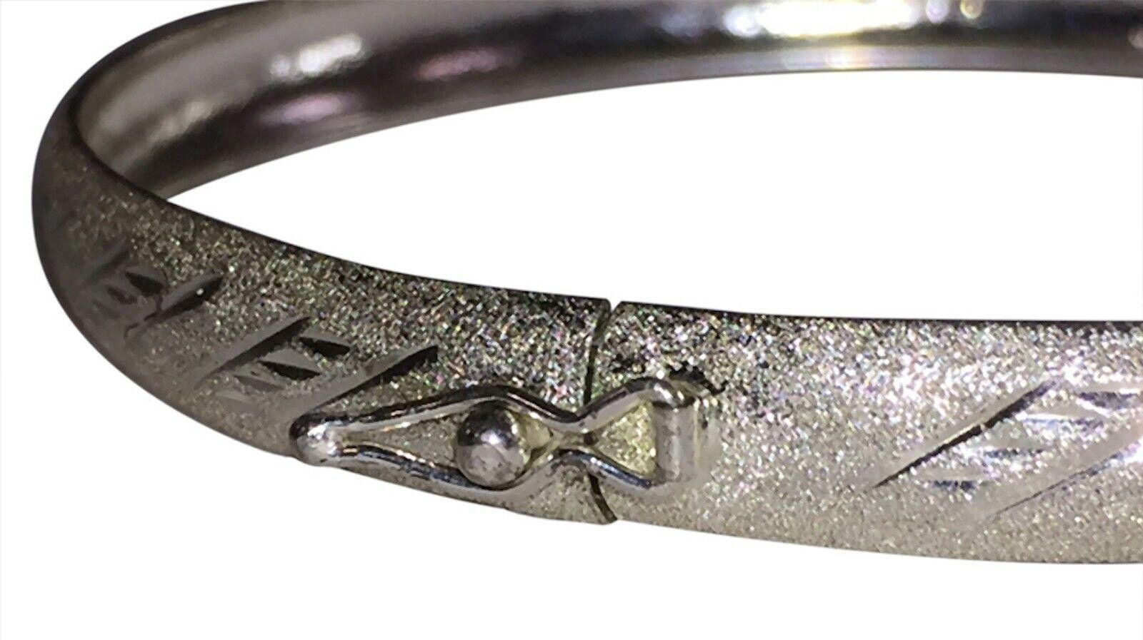 Designer Sterling Silver Diamond Etched Flexible Bangle Bracelet Size ONE SIZE - 5 Thumbnail