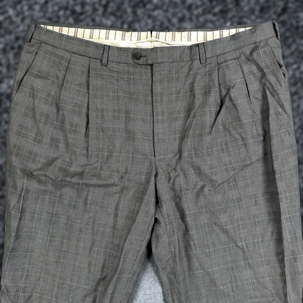 Ermenegildo Zegna VINTAGE Ermenegildo Zegna Dress Pants Mens 44x32 Gray Plaid Su Misura Made Switzerland Size US 44 / EU 60 - 1 Thumbnail