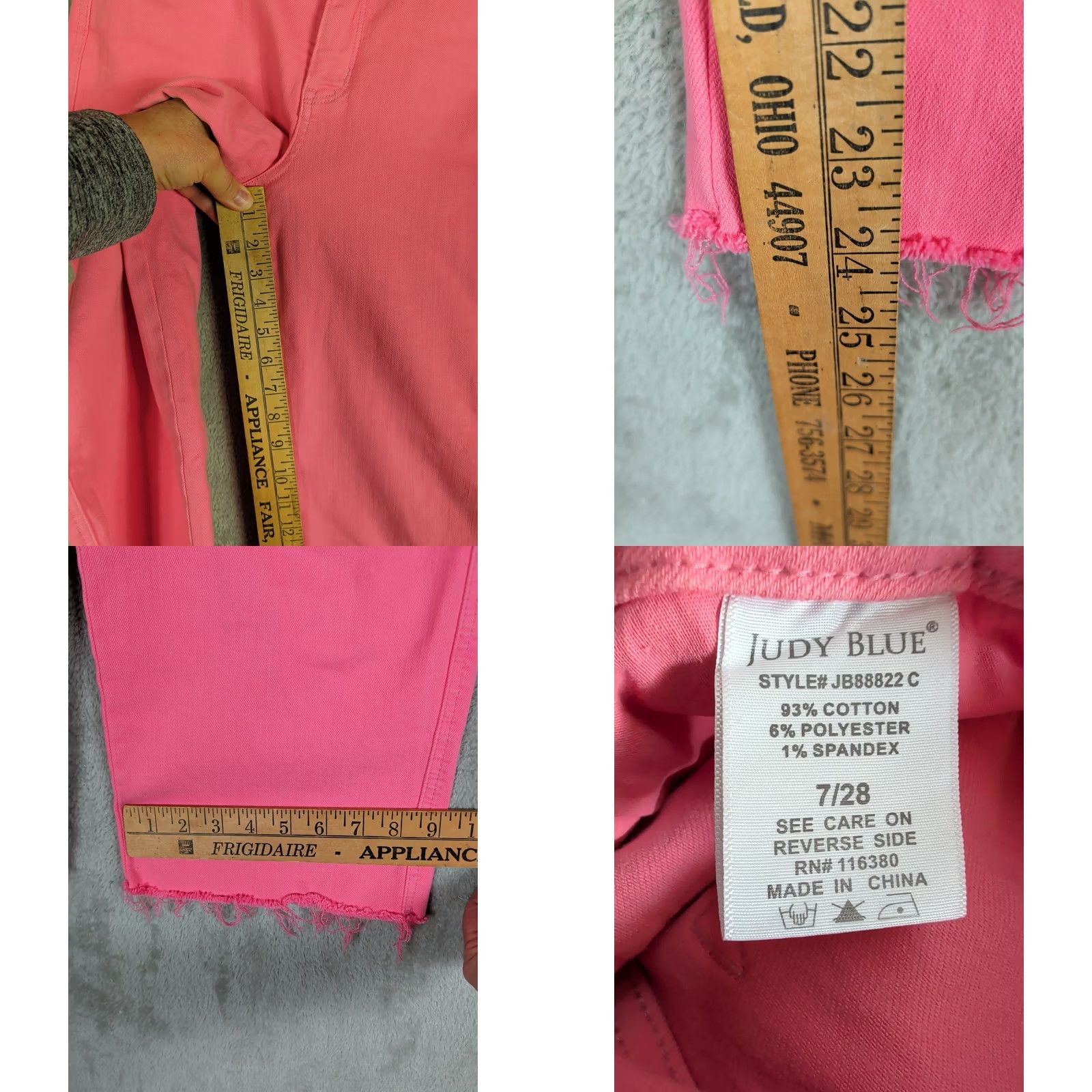 Vintage Judy Blue Jeans Pink Rose High Rise Wide Leg Crop 7/28 Raw Hem Control Top Womens Size M / US 6-8 / IT 42-44 - 9 Thumbnail