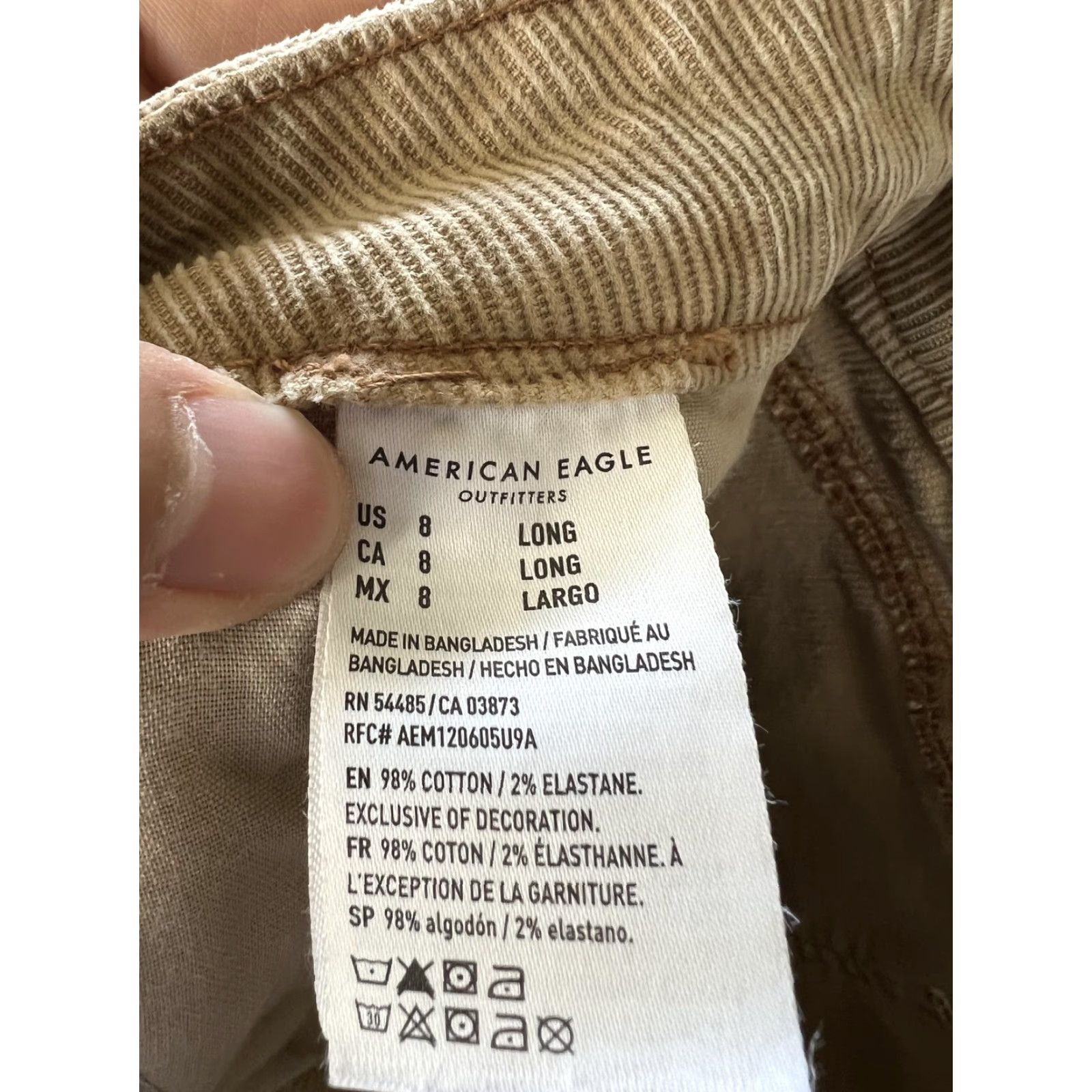 American Eagle Outfitters American Eagle Jeans Women's 8 Long Brown Straight Stretch Corduroy Pants Size 30" / US 8 / IT 44 - 6 Thumbnail