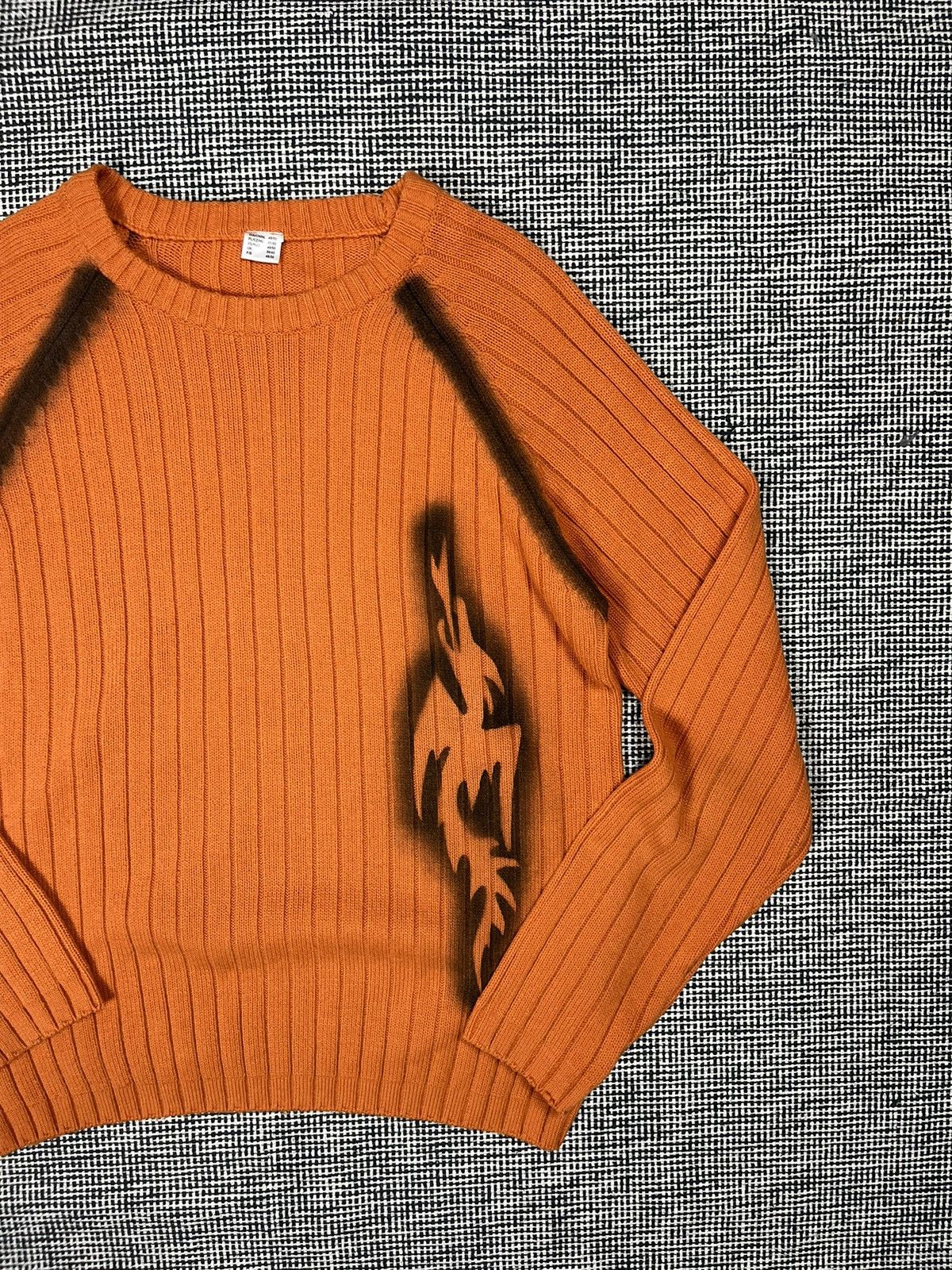 Japanese Brand × Vintage Vintage y2k ribbed tribal paint orange sweater harajuku Size US M / EU 48-50 / 2 - 2 Thumbnail