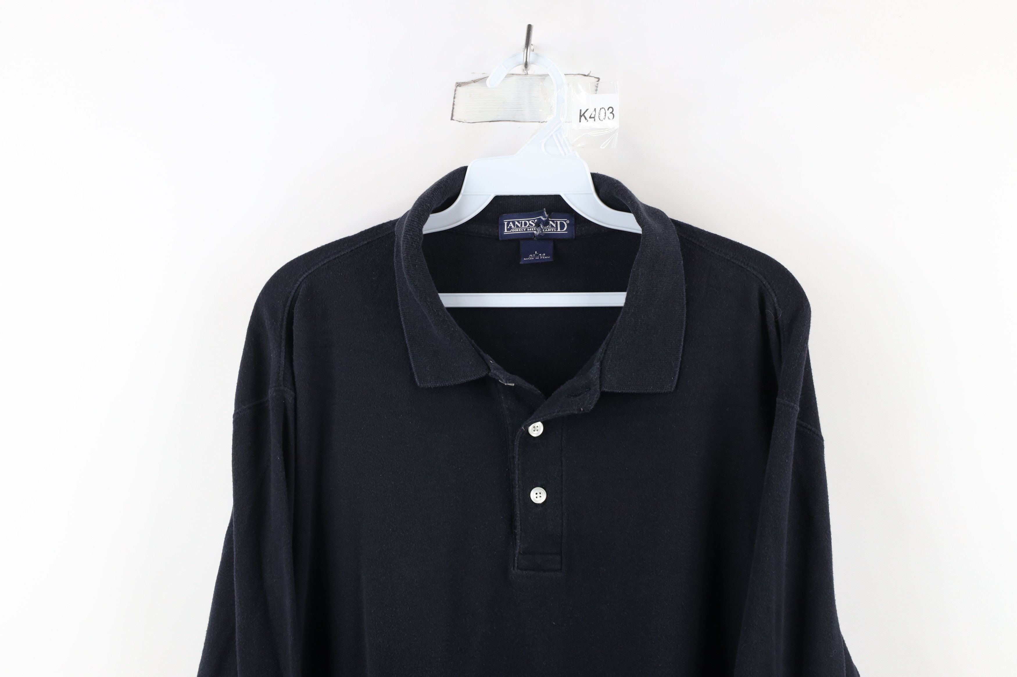 Lands' End × Vintage Vintage 90s Lands End Soft Touch Long Sleeve Polo Shirt Size US L / EU 52-54 / 3 - 2 Thumbnail