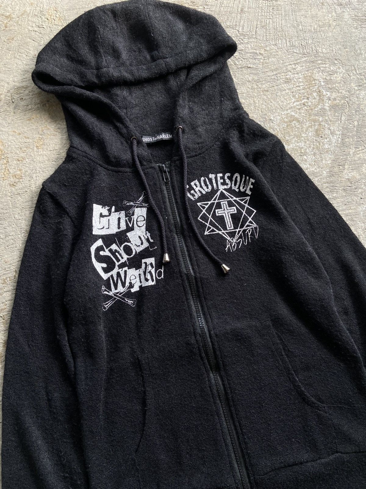 Japanese Brand 2000s Ghost Of Harlem - Vkei Style Skull Zip Hoodie Size US S / EU 44-46 / 1 - 4 Thumbnail