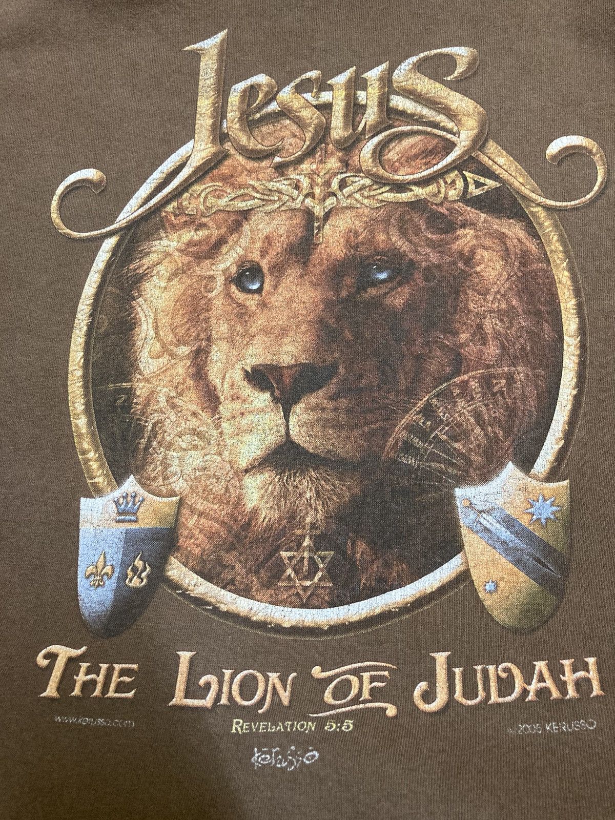 Vintage Vintage Jesus Lion Of Judah Brown T-Shirt Size US XXL / EU 58 / 5 - 10 Thumbnail
