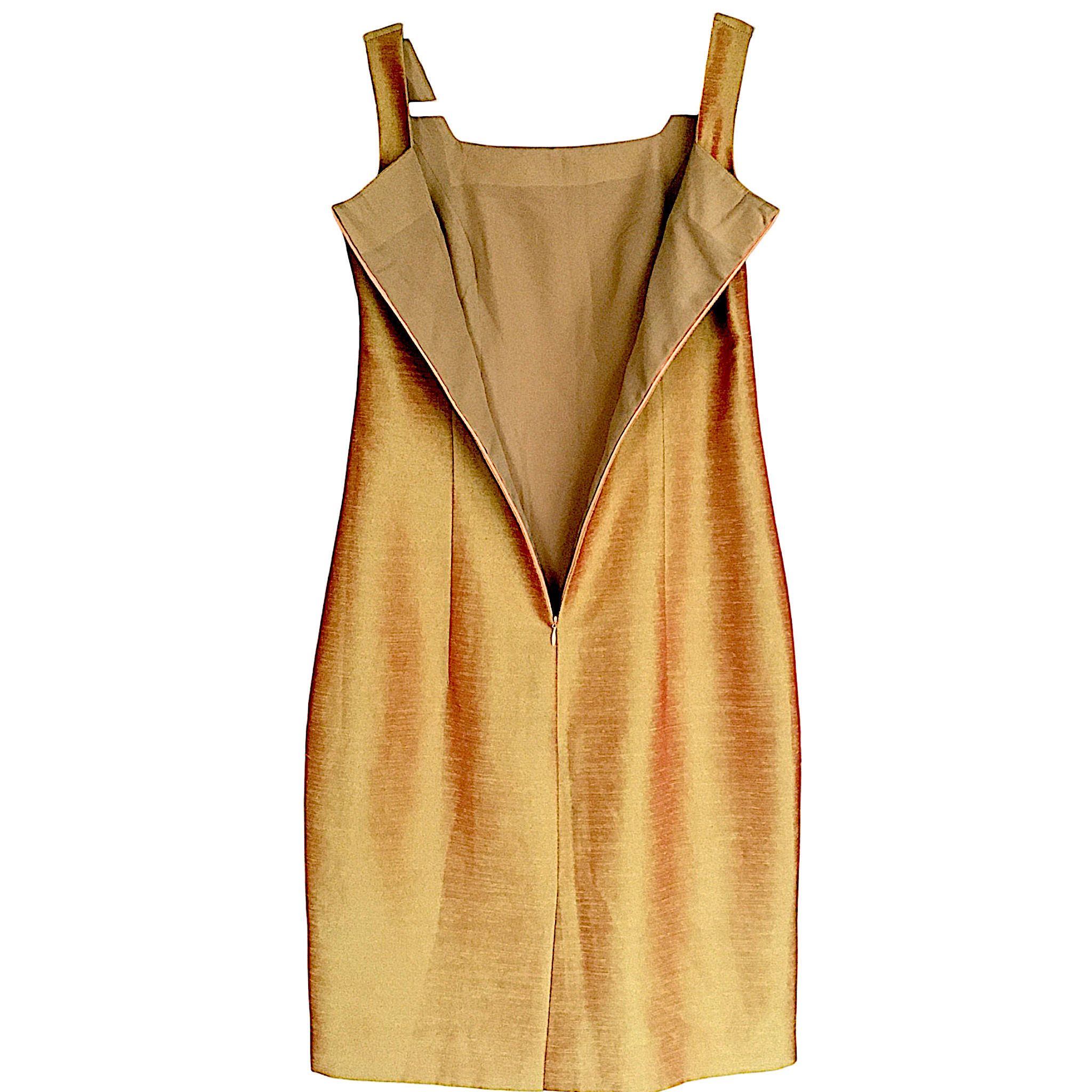 Vintage Vintage Silk Shantung Dress – Retro 1960s Design, Sheath Fit Size M / US 6-8 / IT 42-44 - 6 Thumbnail