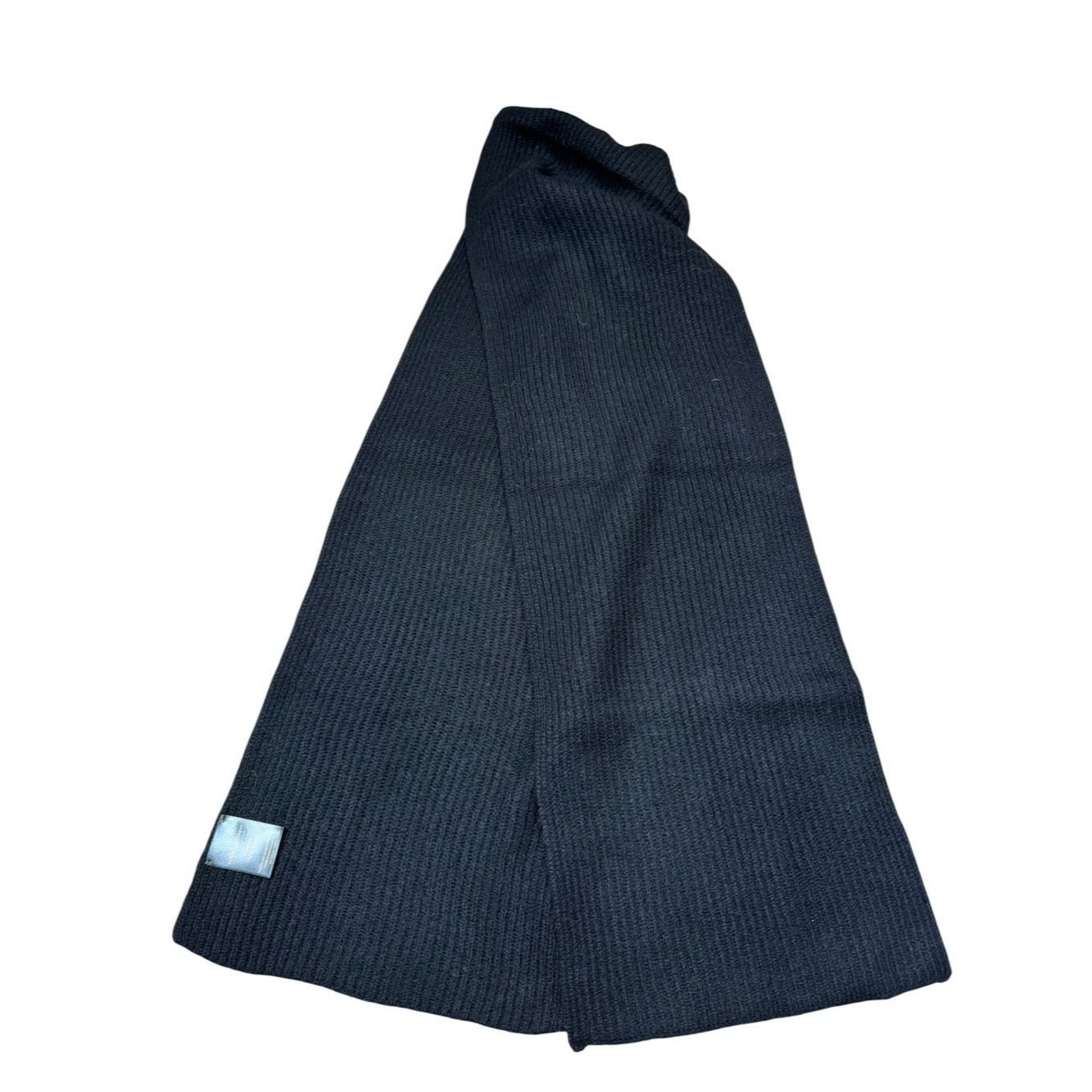 Other New Black Wool Cashmere Ribbed Knit Rectangle Scarf Size 66 Size ONE SIZE - 2 Thumbnail