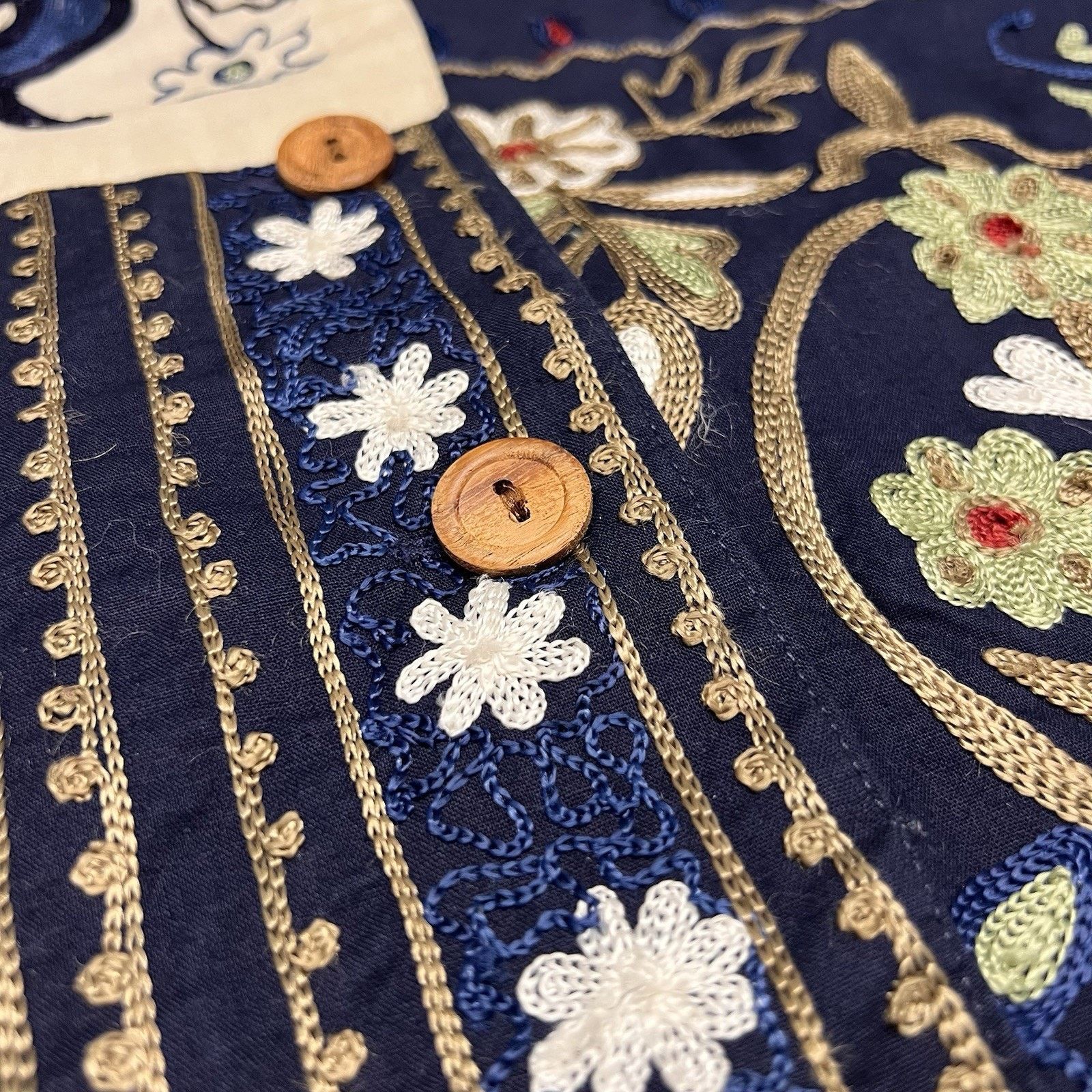 Other Vintage Boho Folk Art Embroidered Unisex Vest Bird Floral Size L / US 10 / IT 46 - 2 Thumbnail