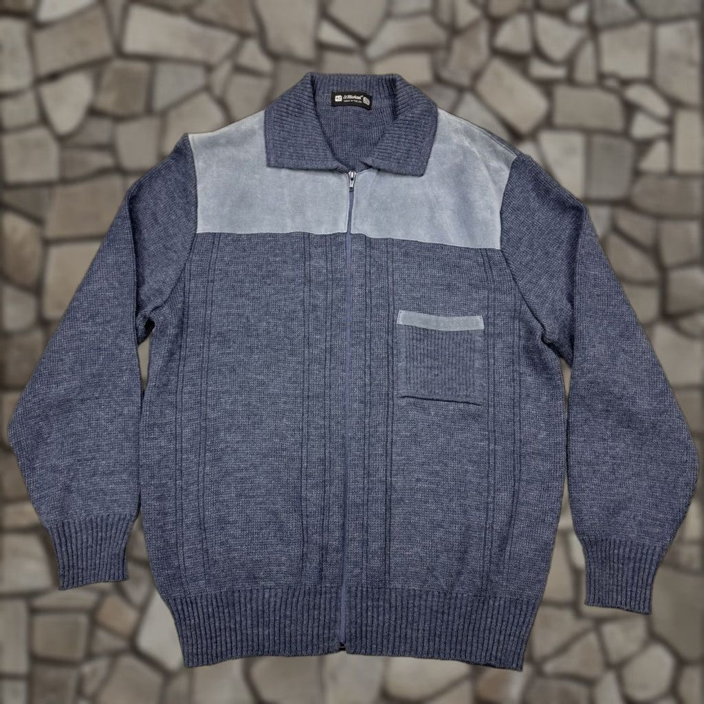 Marks & Spencer VINTAGE Marks and Spencer Blue Sweater Jacket Cardigan Men’s L Full Zip Collared Wool Blend Size US L / EU 52-54 / 3 - 1 Thumbnail