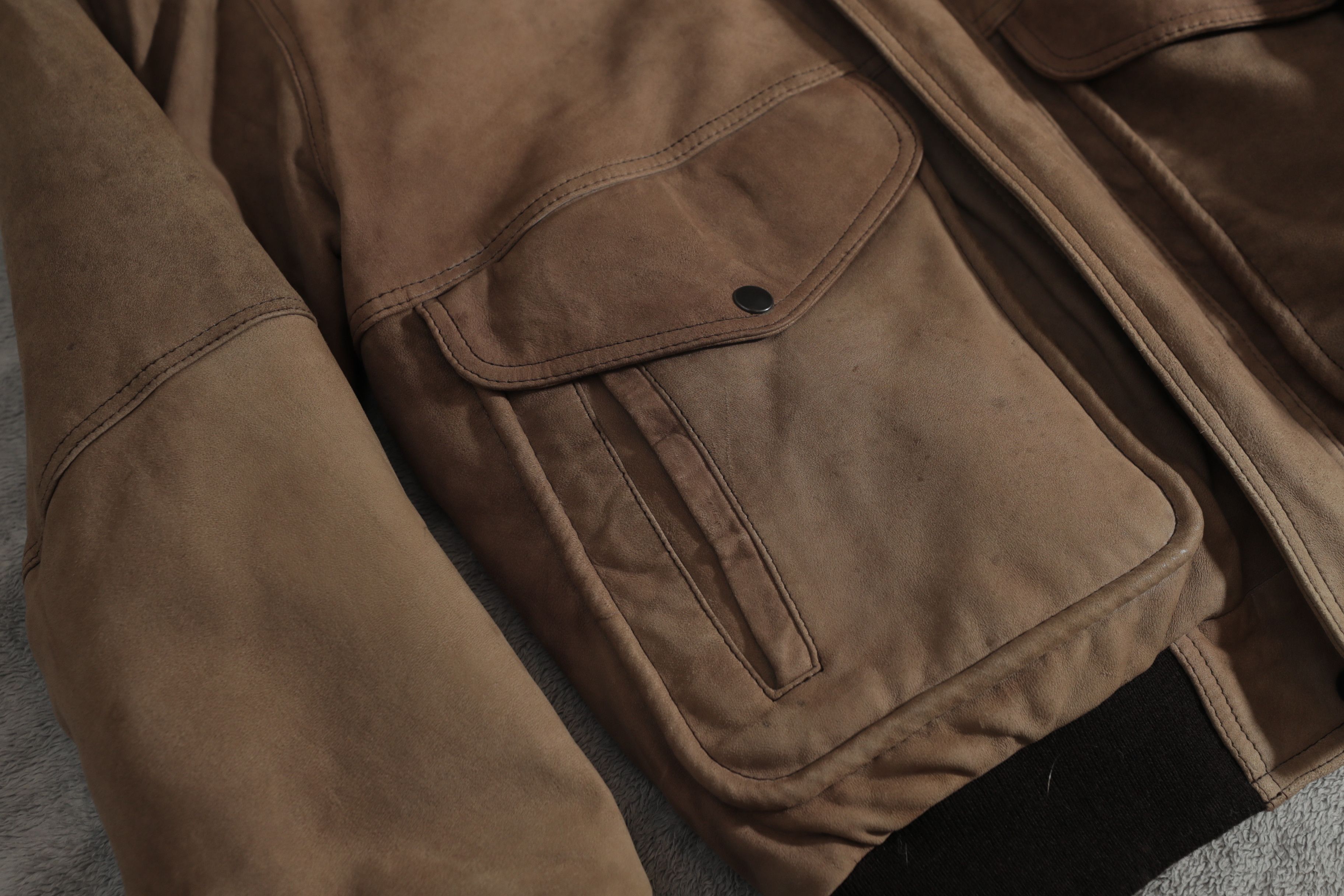 Vintage Giampier Flag Lined Tan Leather Vintage Jacket (XL) Size US XL / EU 56 / 4 - 4 Thumbnail