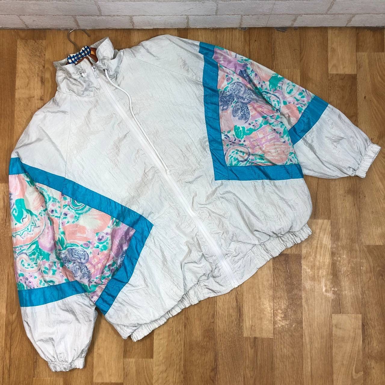 Vintage Black Embroidered Nylon Bomber Jacket - L