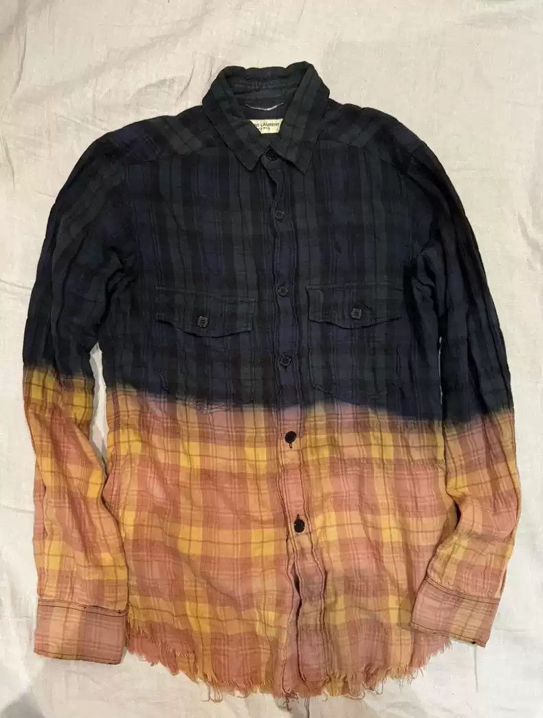 saint laurent color changing plaid shirt