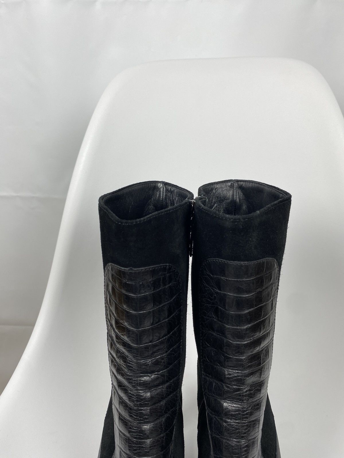 Other Borgo Degli Ulivi Booties Zip Up Croc Embossed Leather Size US 10 / IT 40 - 6 Thumbnail
