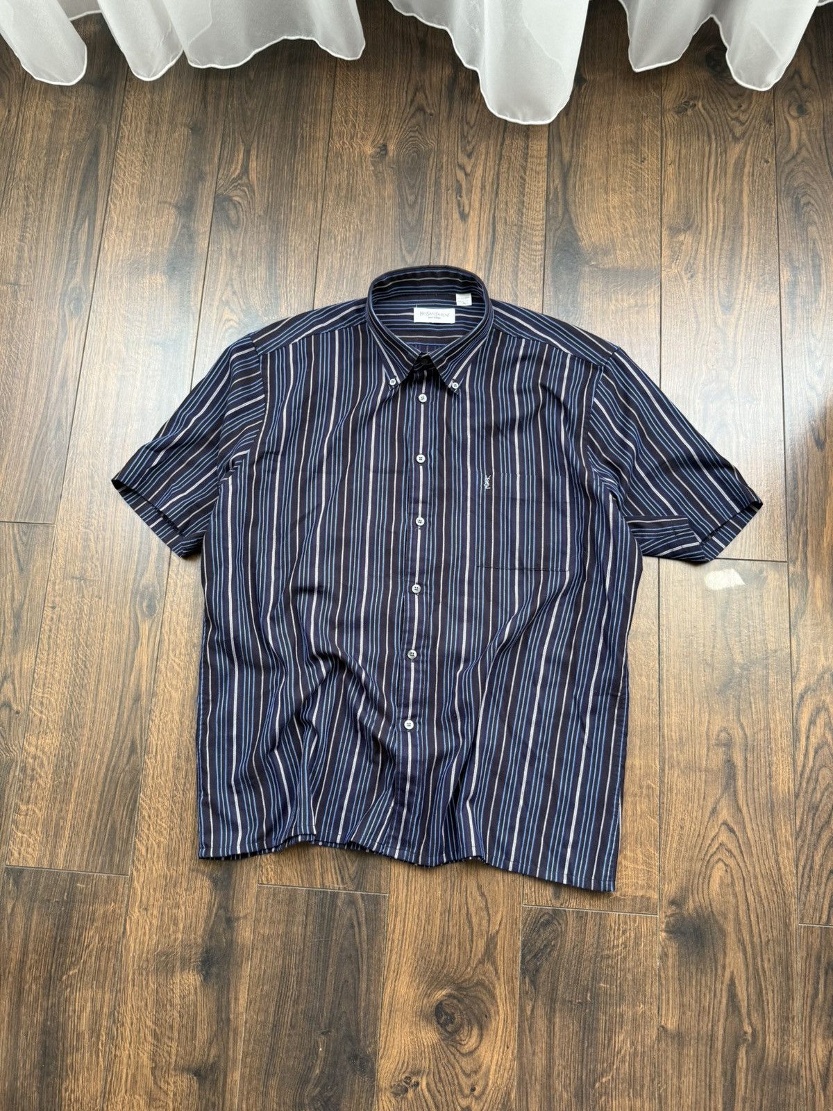 Yves Saint Laurent Vintage YSL YvesSaintLaurent 90s striped short sleeve shirt Size US XL / EU 56 / 4 - 5 Thumbnail