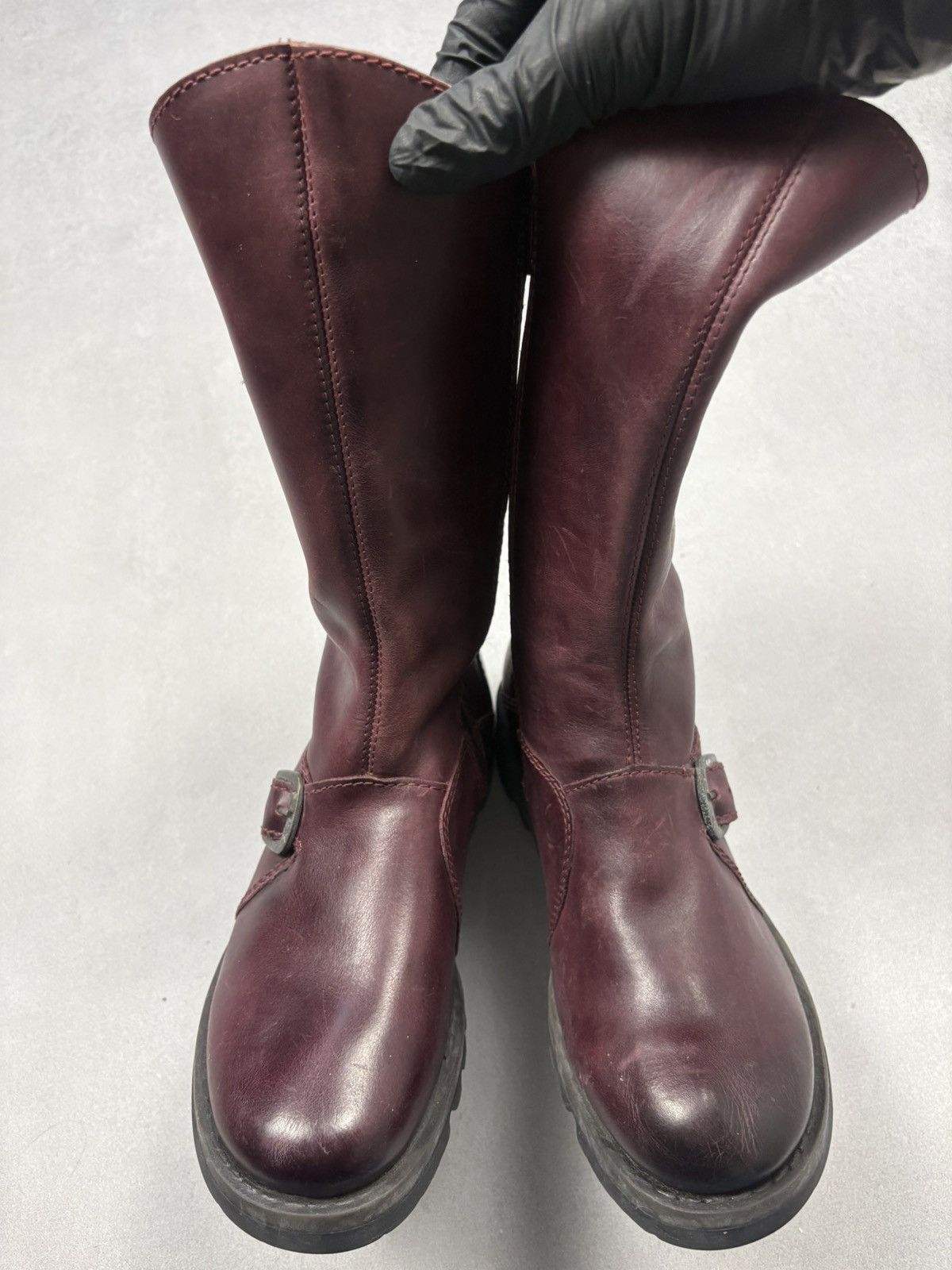 Fly London Fly London Mes II Leather Buckle Boots Burgundy Mid Calf 37 Size US 7 / IT 37 - 2 Thumbnail