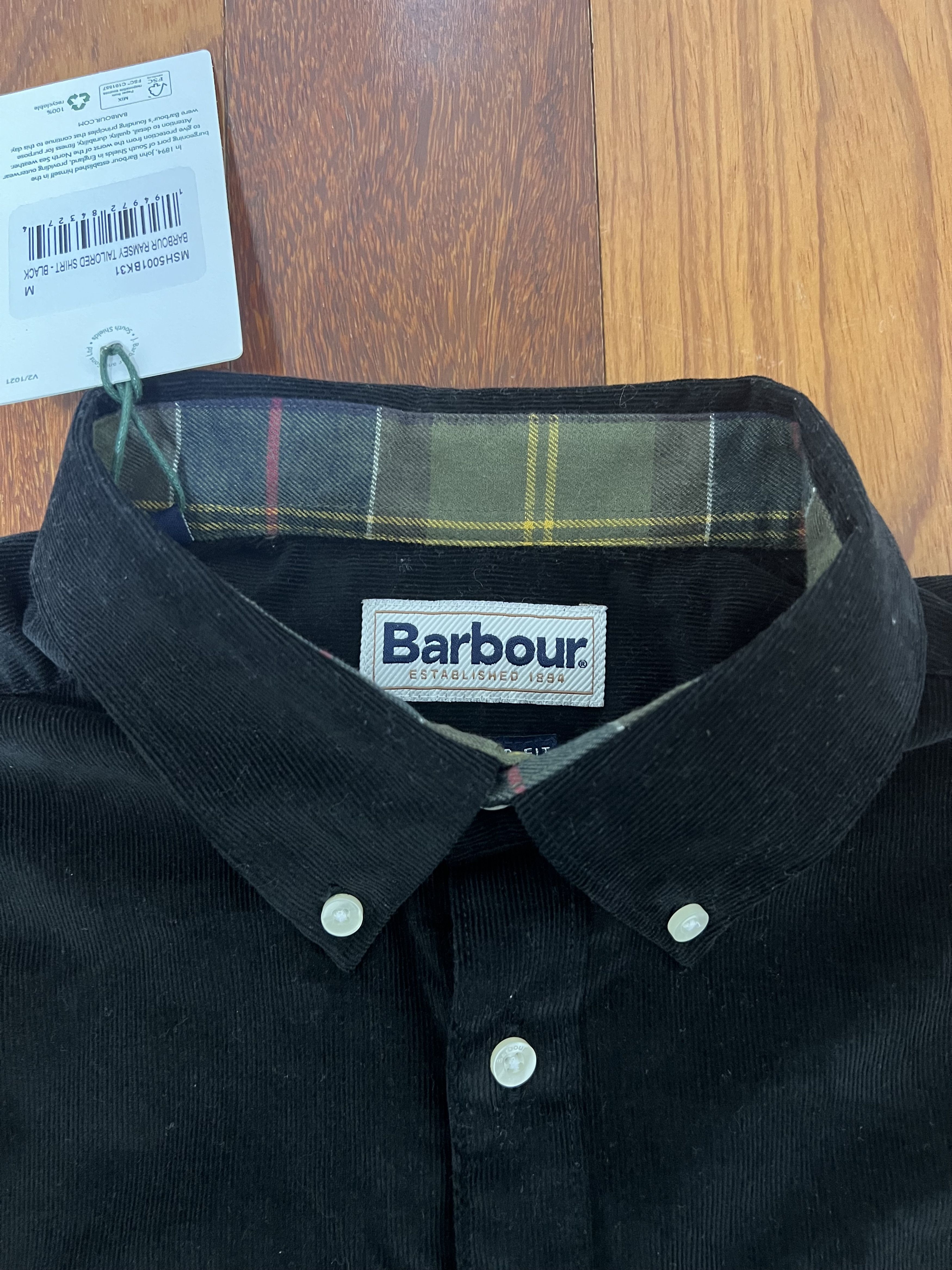 Barbour 💚 Barbour Ramsey Tailored Cord Shirt Black Medium NEW Size US M / EU 48-50 / 2 - 9 Thumbnail