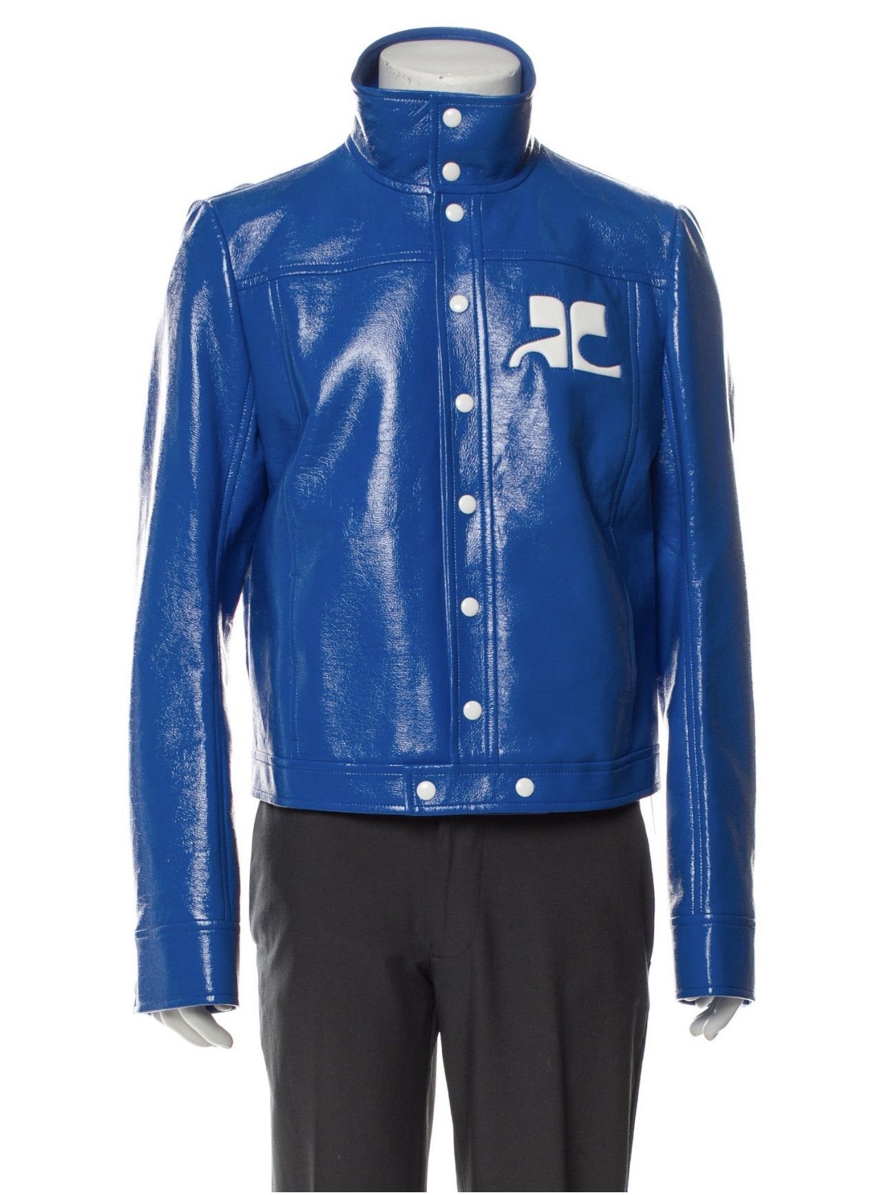 image of Courreges Blue Vinyl Jacket, Men's (Size Large)
