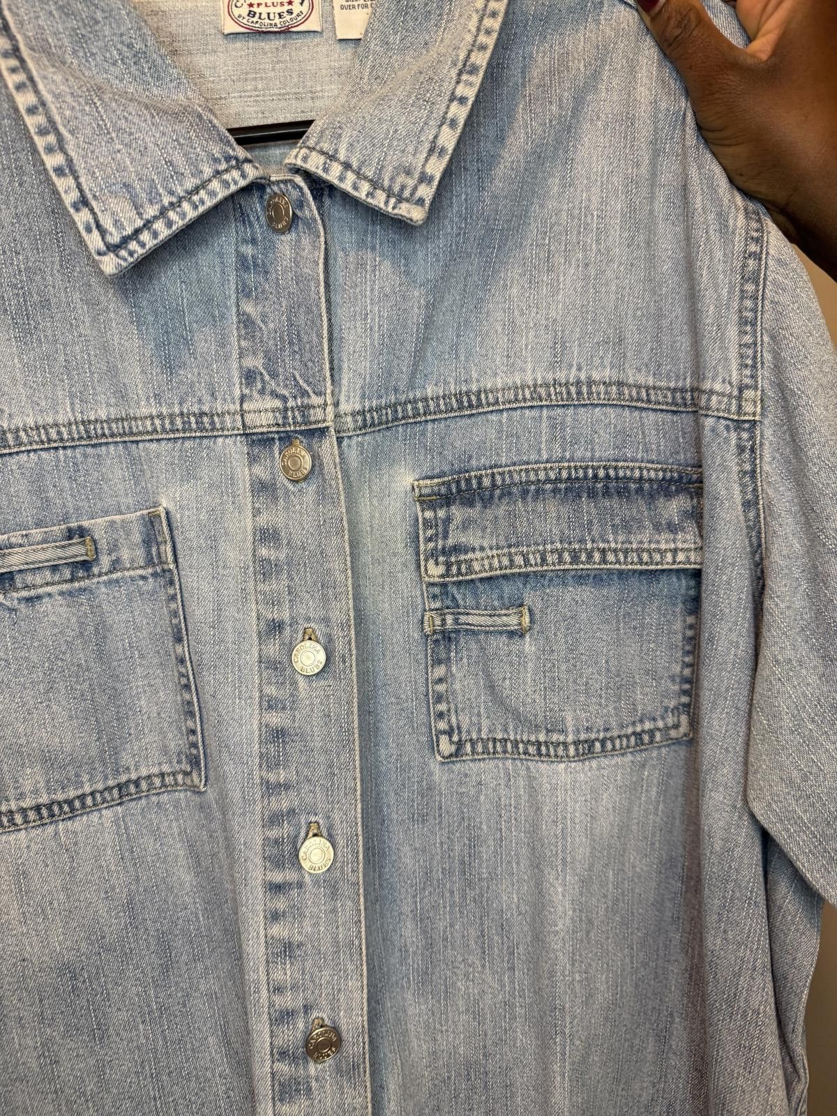 Designer Vintag Denim Jean Button Up Shirt Size 3XL / US 20-22 - 2 Thumbnail
