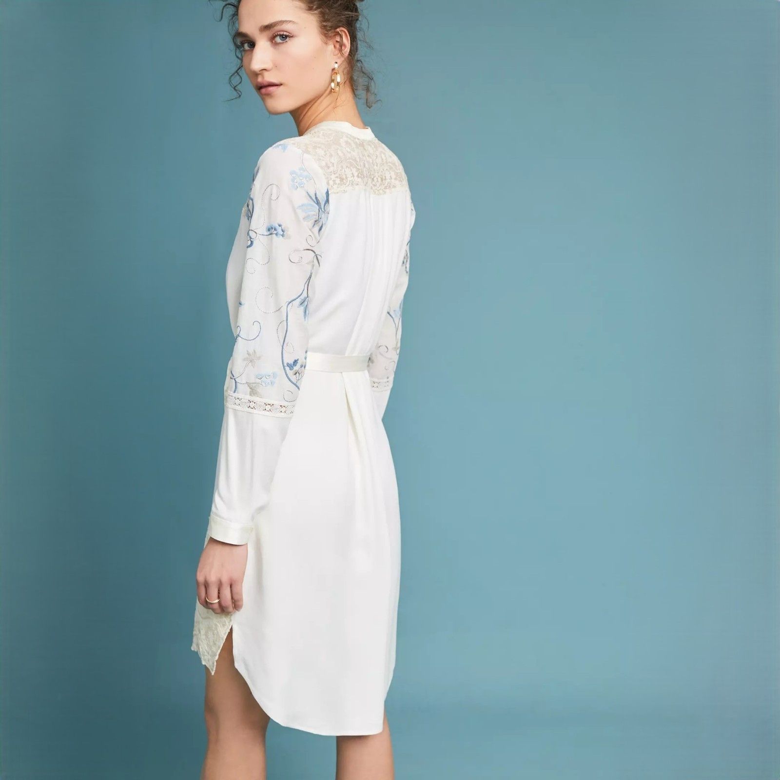 Anthropologie Tiny Amarante Embroidered Shirtdress Dress size M NWT $148 Size M / US 6-8 / IT 42-44 - 3 Thumbnail