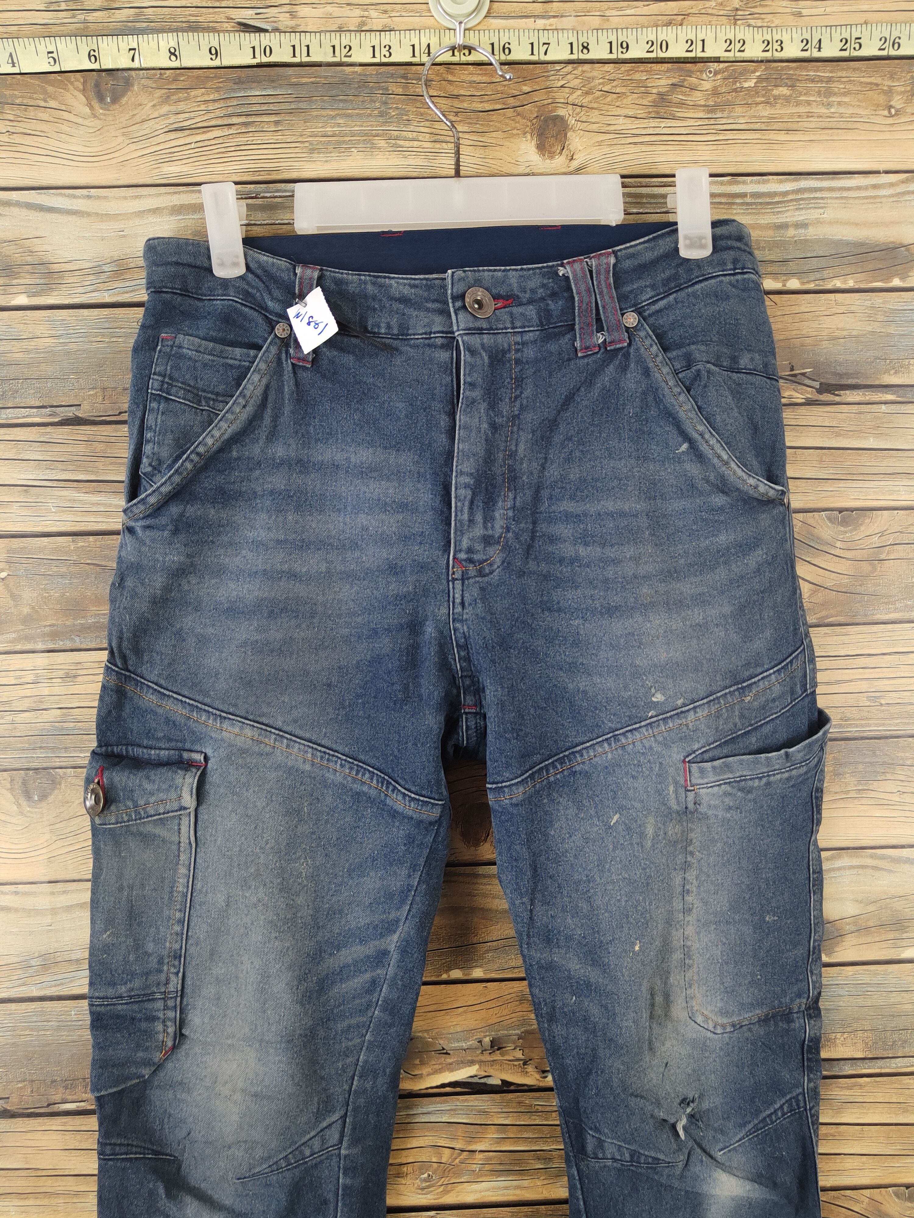 Japanese Brand FieldCore Distressed Ripped cargo denim Jeans #W1861 Size US 30 / EU 46 - 2 Thumbnail