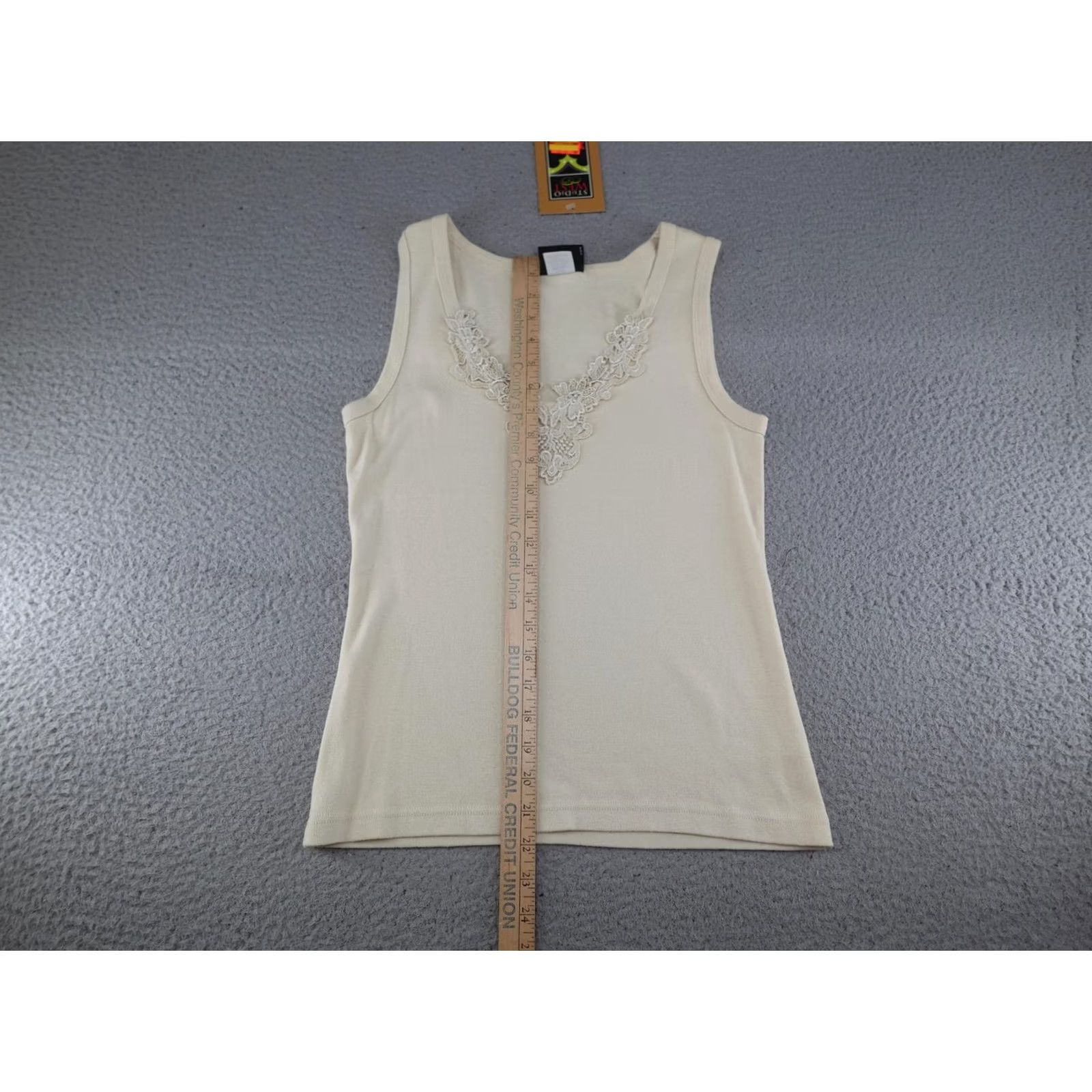 DANCER VINTAGE Western Tank Top Womens Large White Lace Trim Cowgirl Rodeo Square Dance trousers? Size L / US 10 / IT 46 - 2 Thumbnail
