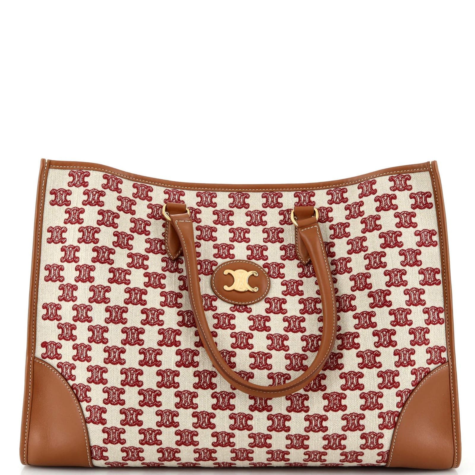 image of Celine Horizontal Cabas Tote Triomphe Canvas None in Brown, Women's