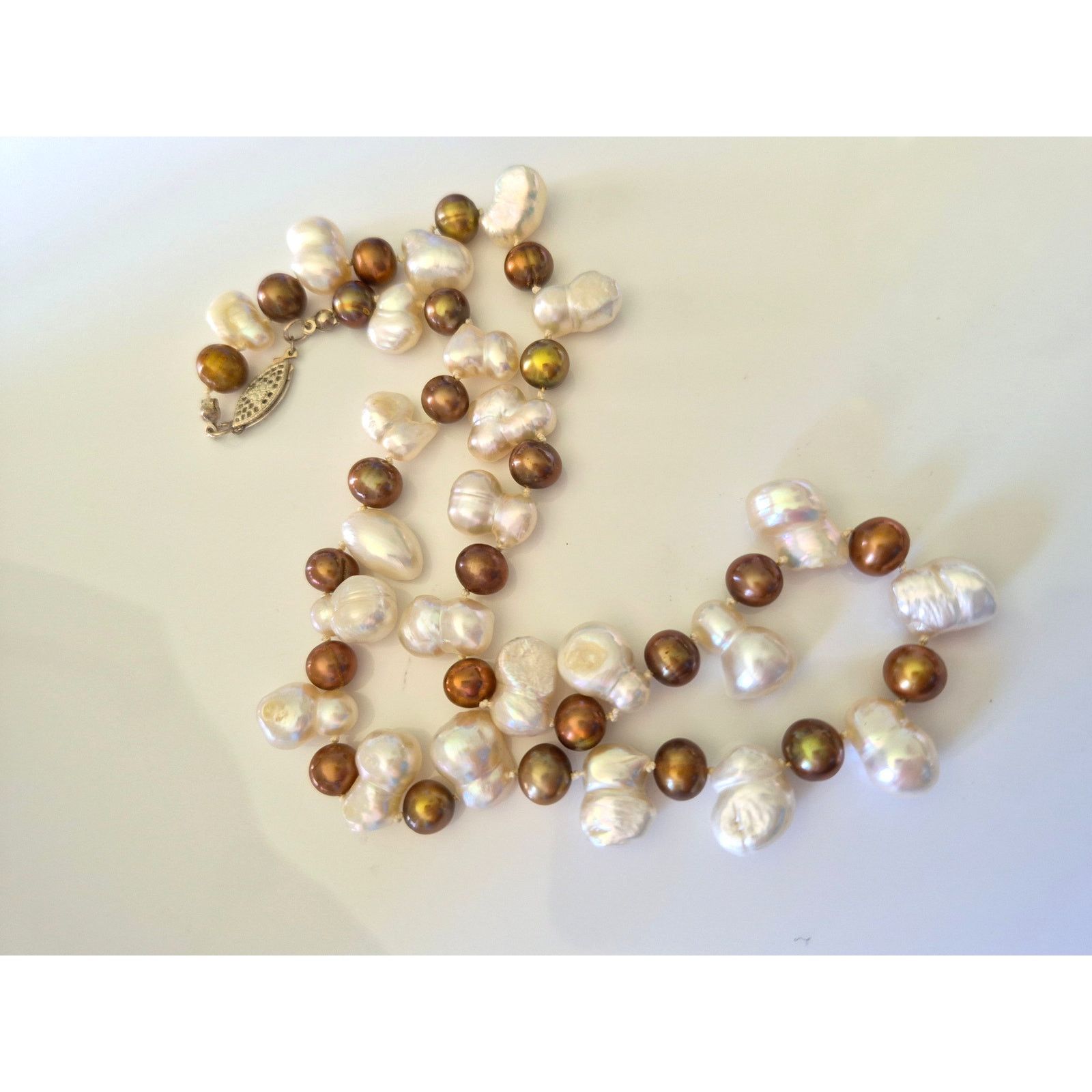 Other Baroque White & Bronze Colored Natural Pearl Necklace Size ONE SIZE - 1 Thumbnail