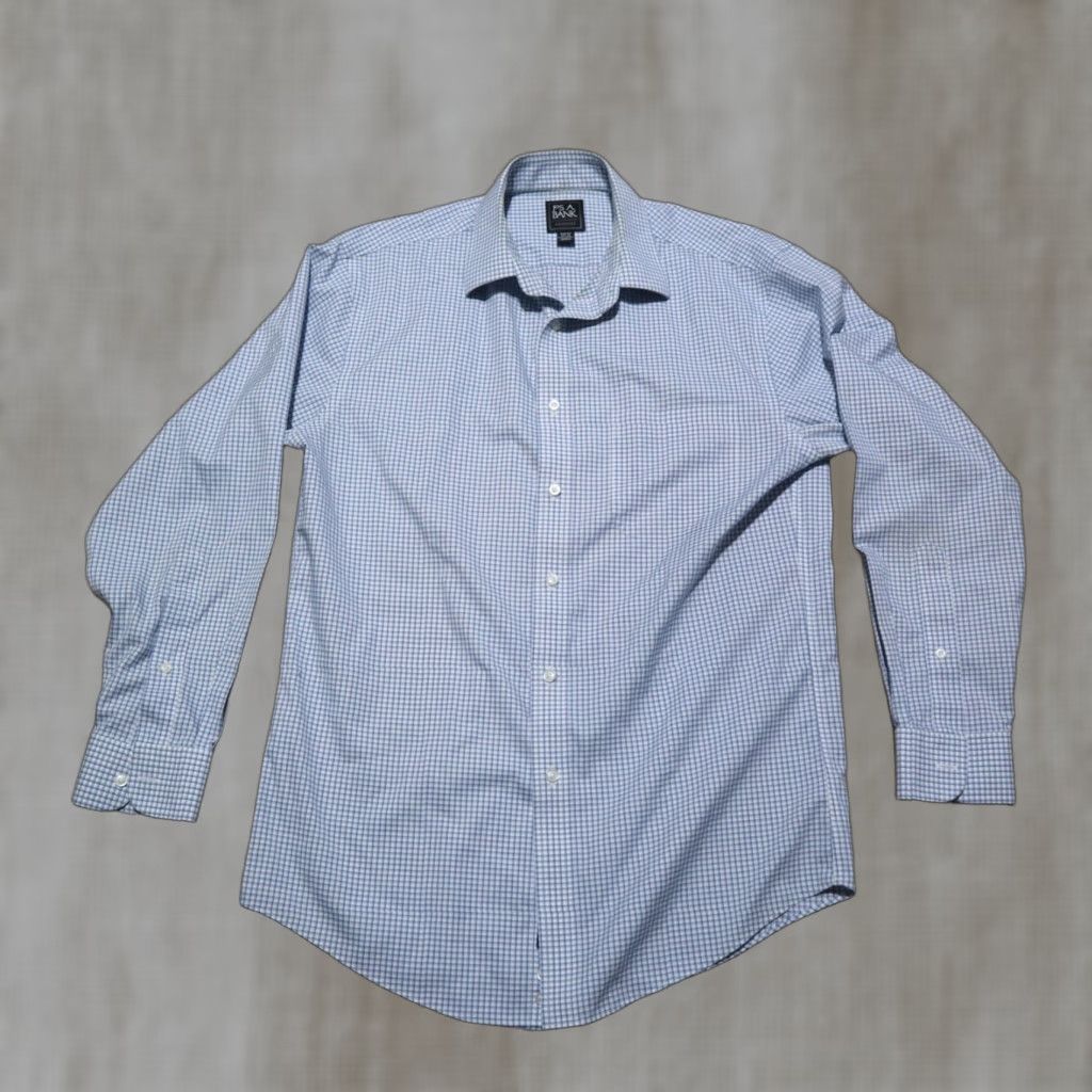 Jos. A. Bank Jos A Bank Shirt Men 15.5 32 Blue Check Traveler Button-Up Long Sleeve Cotton Size US L / EU 52-54 / 3 - 1 Thumbnail