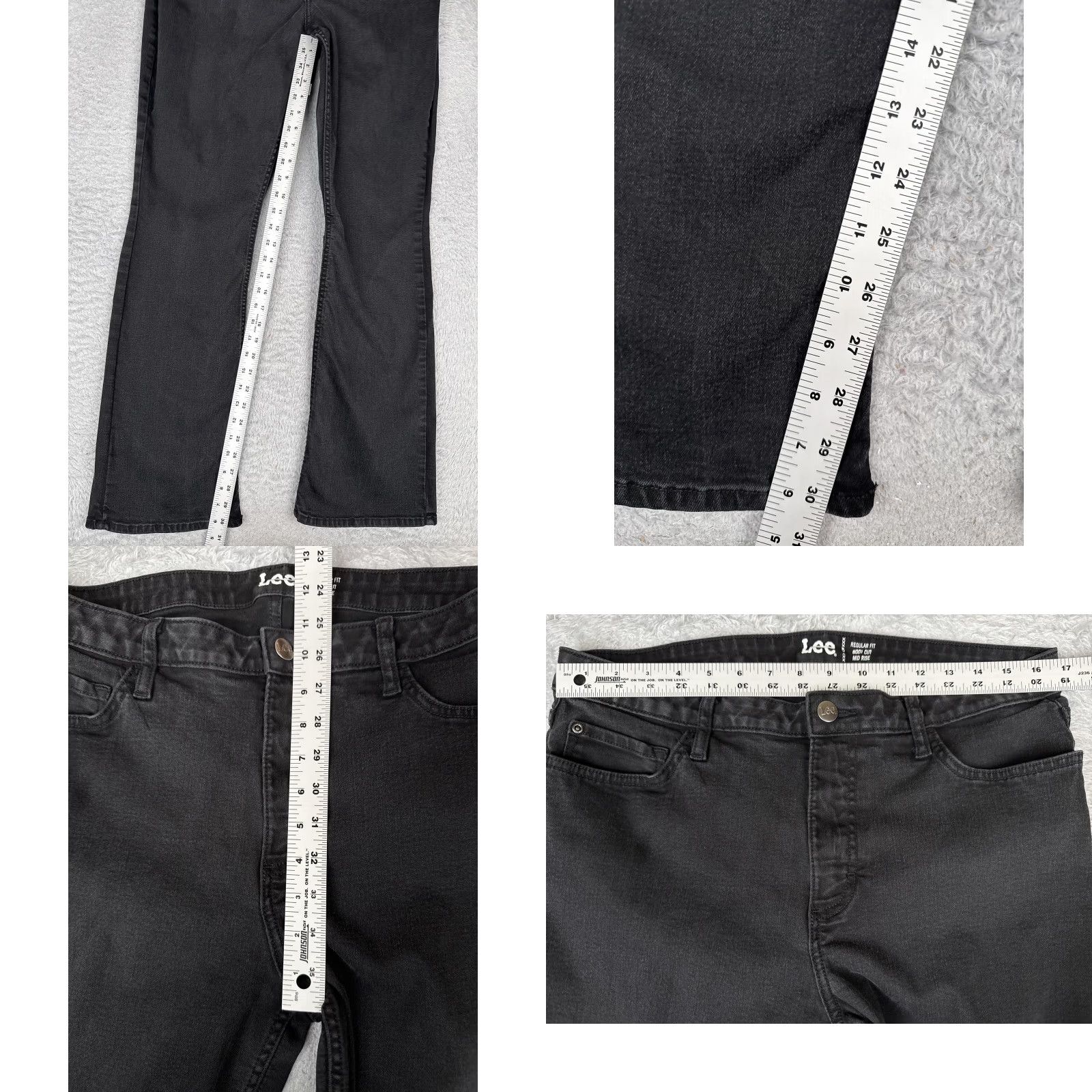Lee Lee Bootcut Jeans Womens 16 Black Dark Wash Mid Rise Stretch Denim Cotton 34x31 Size 38" / US 16 / IT 52 - 8 Thumbnail