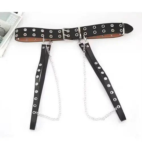 Leather Punk Gothic Style Double-breasted Buttonhole Belt Size ONE SIZE - 2 Thumbnail