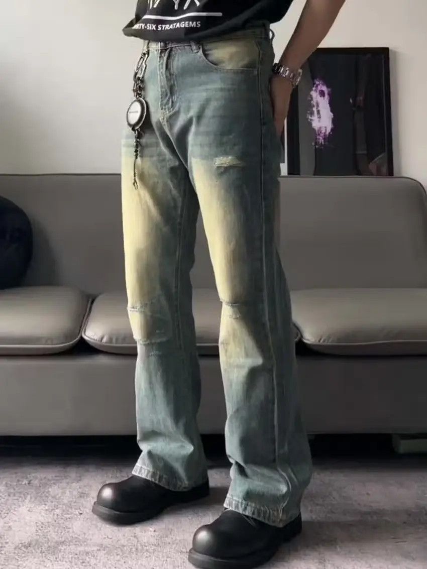 Designer × Japanese Brand Faded blue washed y2k flared damaged ripped jeans Size US 30 / EU 46 - 3 Thumbnail