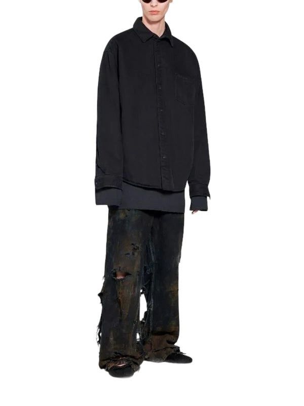 Balenciaga “Mud Show” Silk Padded Double Layer Heavy Denim Work Shirt Size US M / EU 48-50 / 2 - 3 Thumbnail