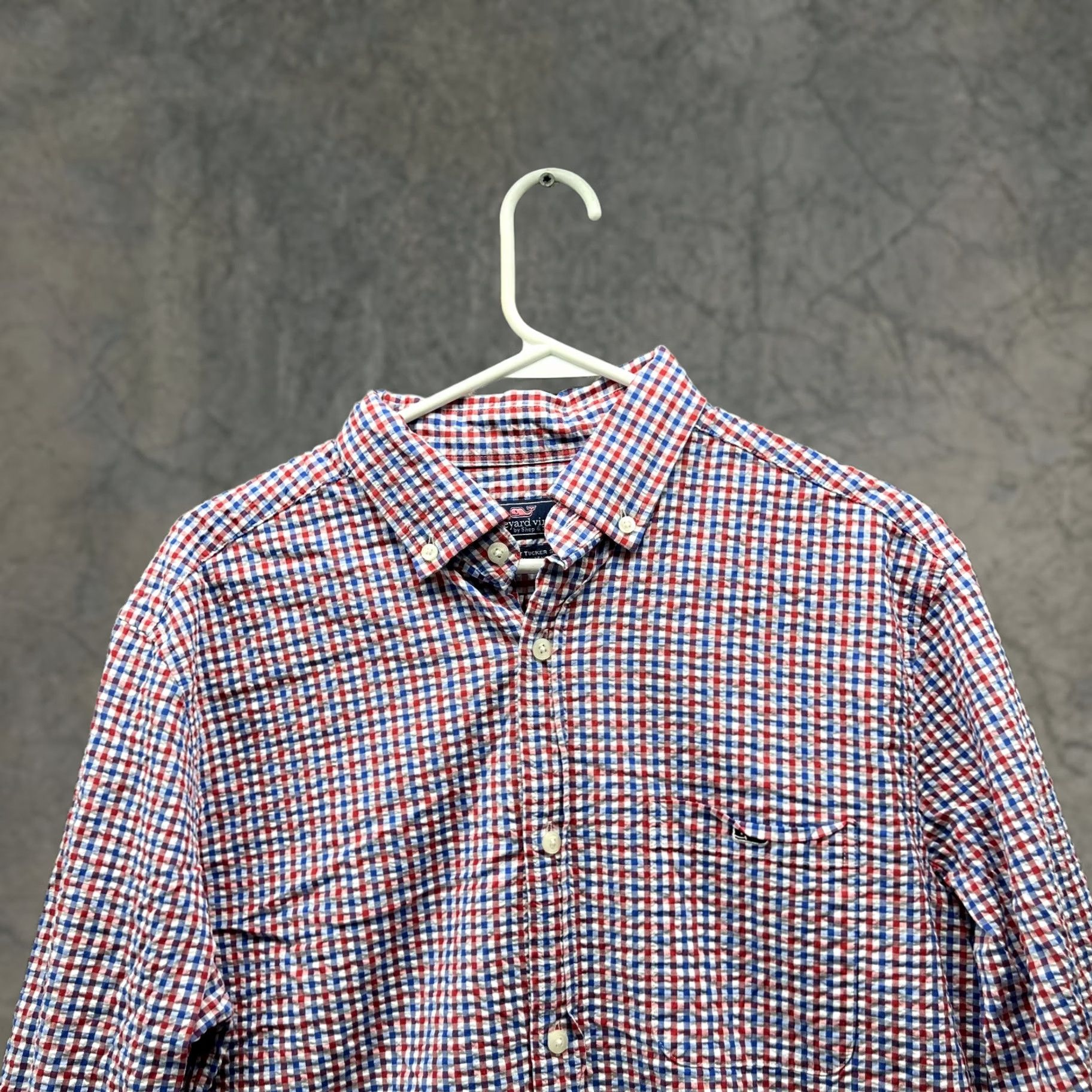 Vineyard Vines Vineyard Vines Shirt Men Medium Red Blue Check Button-Down Tucker VTG Size US M / EU 48-50 / 2 - 1 Thumbnail