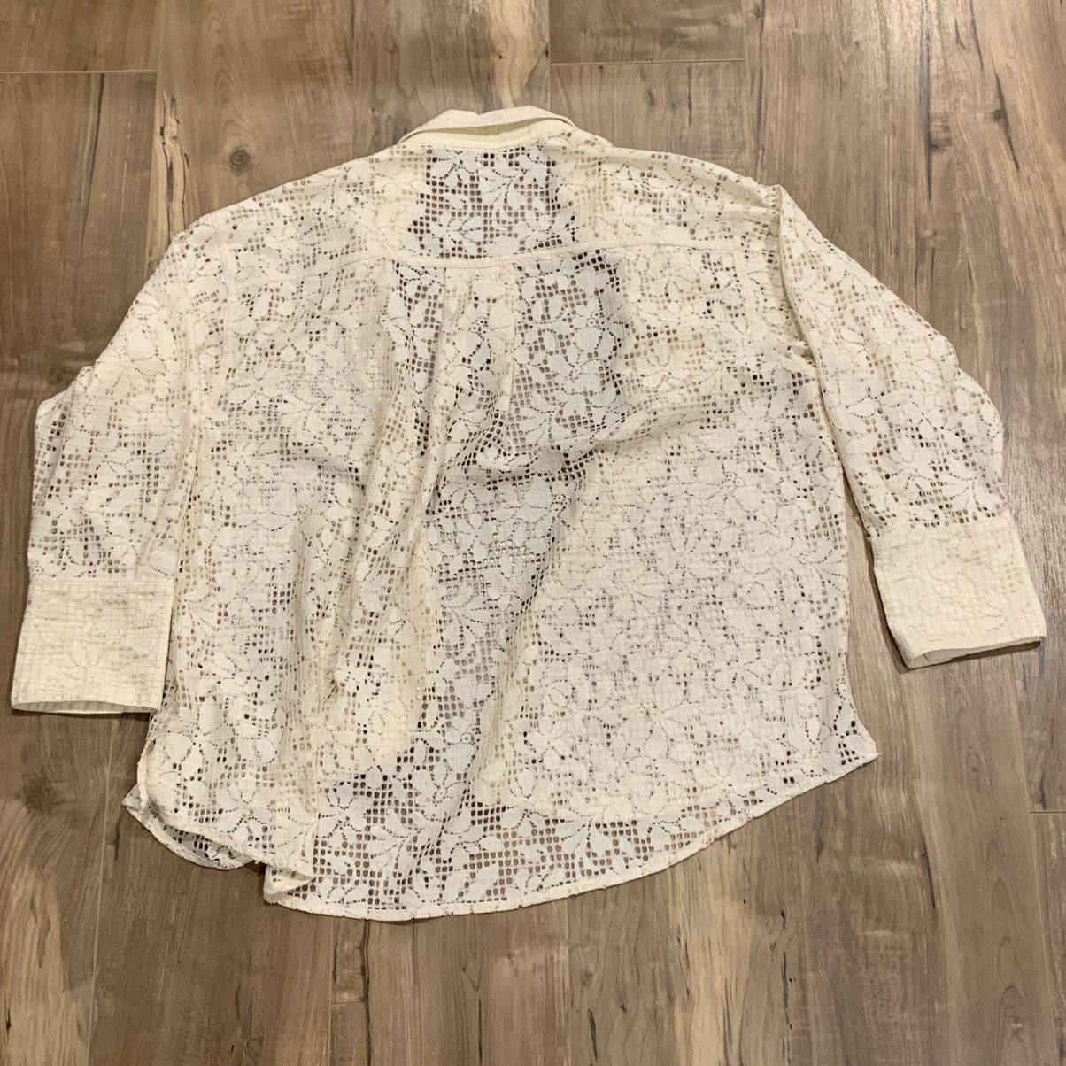Free People Free People Ivory Crochet Lace Button Down M Sheer Boho Size M / US 6-8 / IT 42-44 - 5 Thumbnail