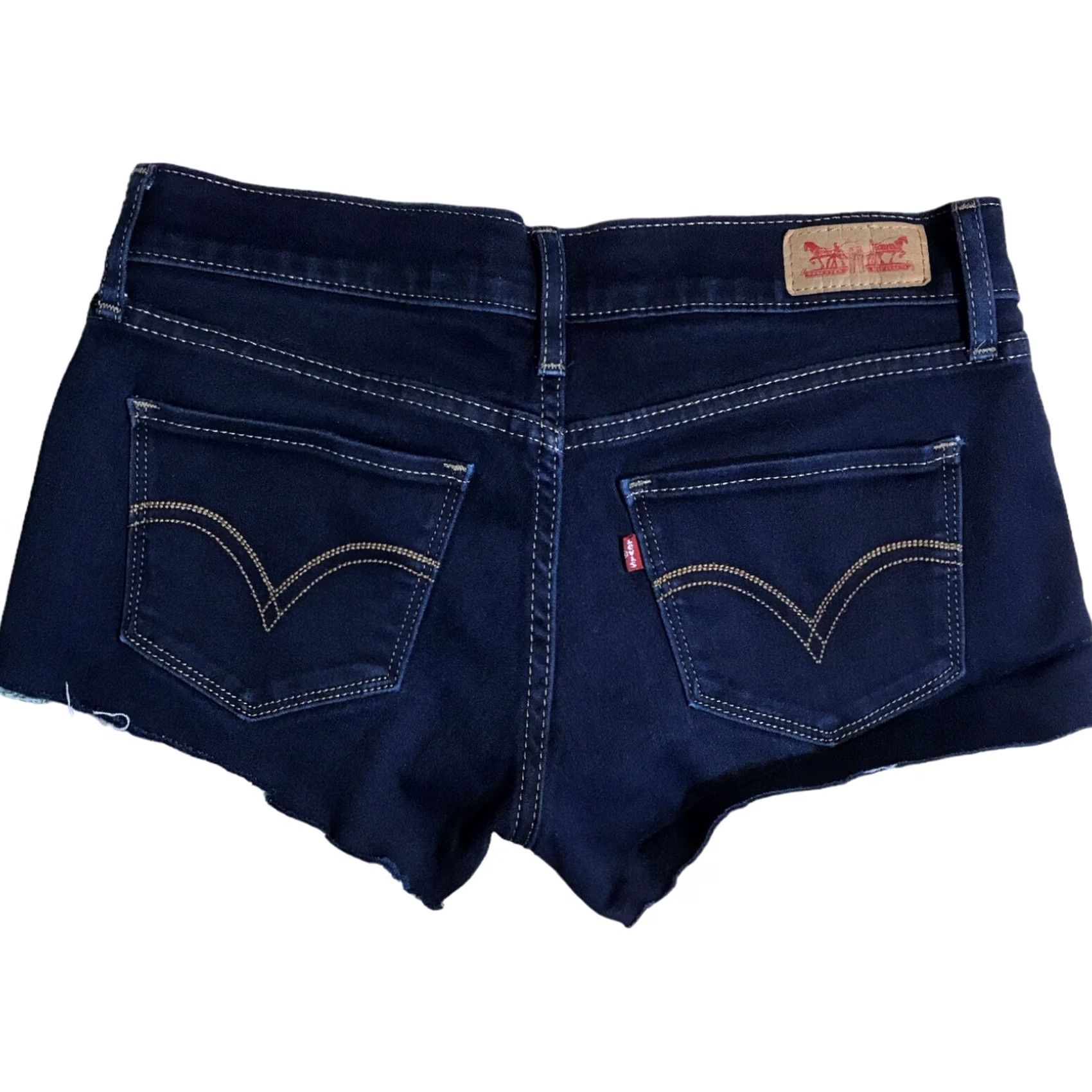 Denime Levis 524 Skinny Cut Off Mini Short Booty Blue Denim Shorts Womens Tag 3 X 2 Ins Size 26" / US 2 / IT 38 - 2 Thumbnail