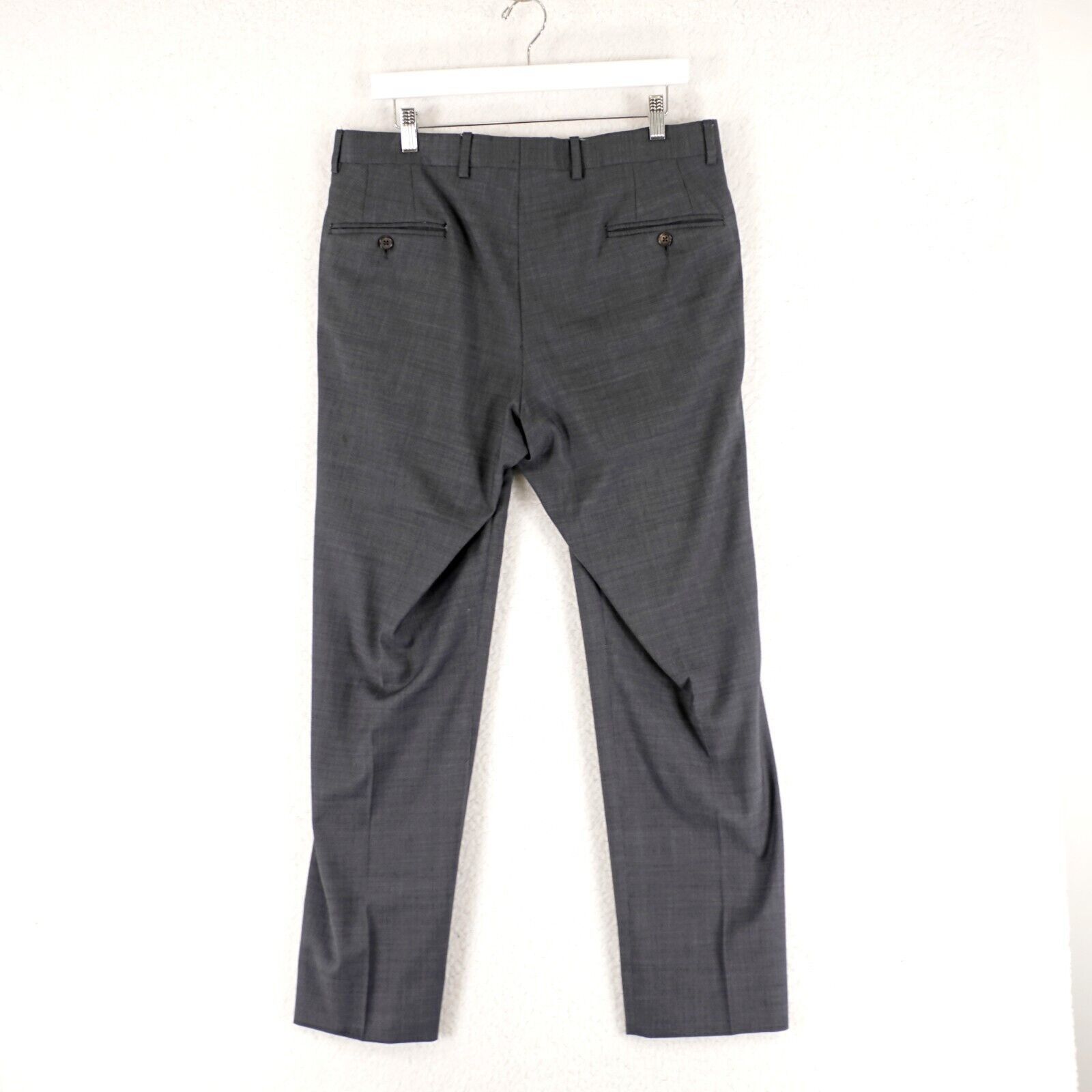 Ted Baker DAMAGED Ted Baker Gray Birdseye Wool Flat Front Dress Pants Size 34R - 4 Thumbnail