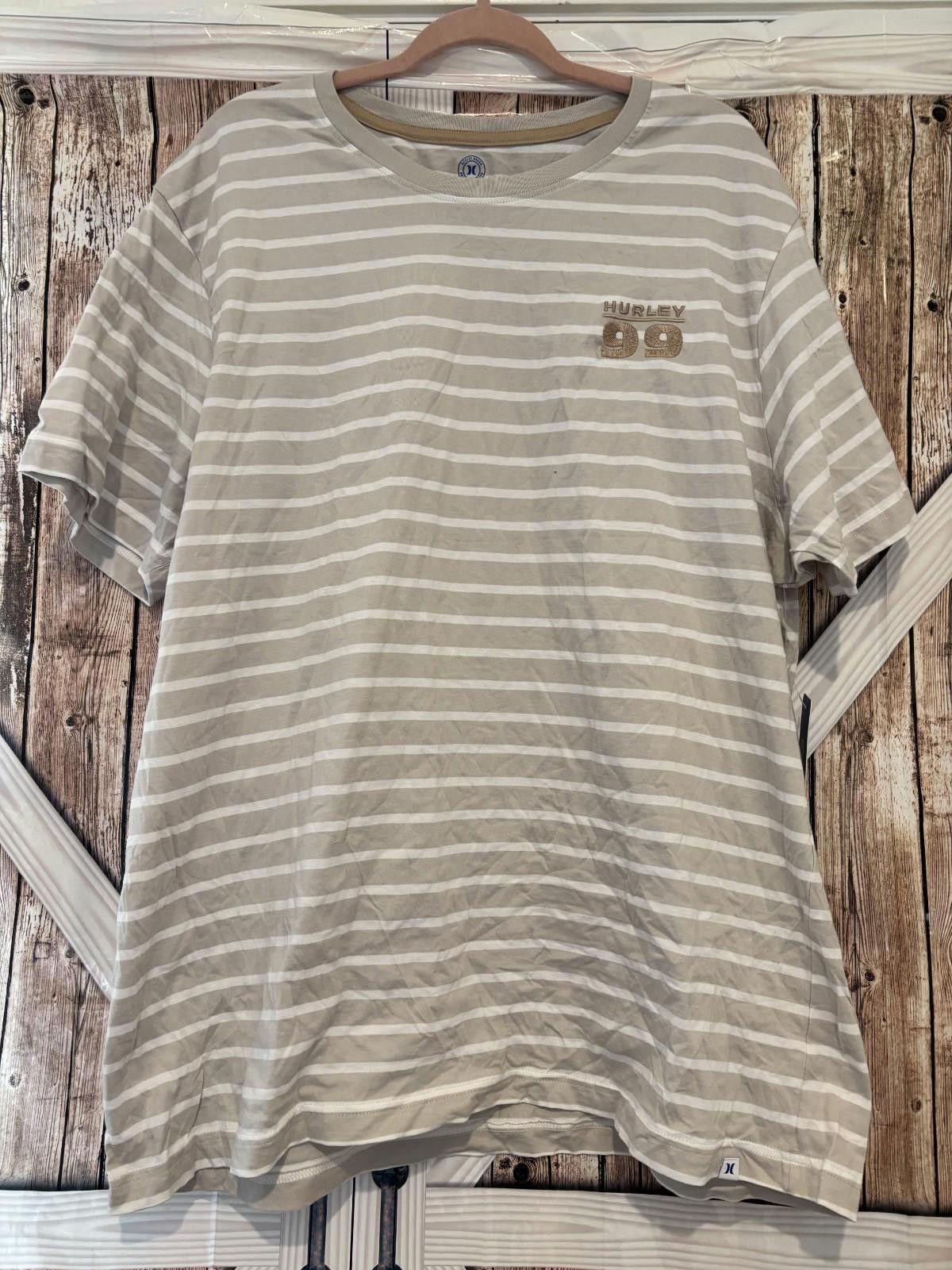 Hurley Men's beige and white striped sz XL Hurley t shirt #279 Size US XL / EU 56 / 4 - 1 Thumbnail
