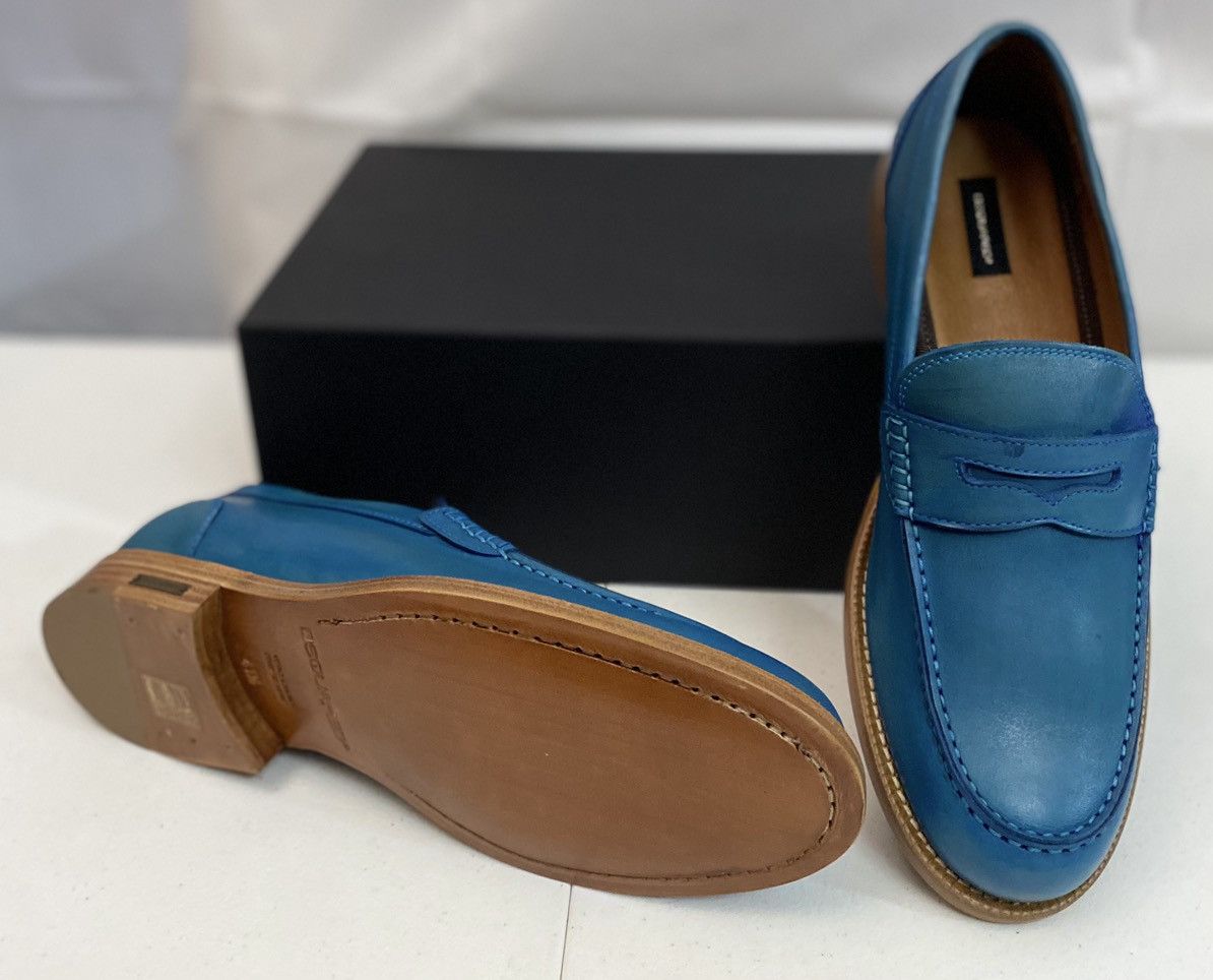 Dsquared2 Dsquared2 🇮🇹 Blue Leather Ivy League Penny Loafer 8.5 NEW Size US 8.5 / EU 41-42 - 17 Thumbnail