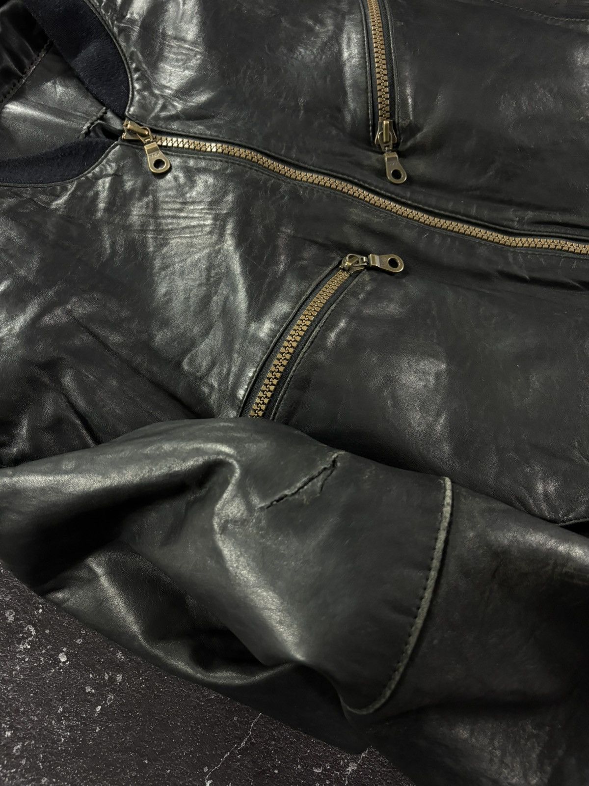 Vintage Vintage Boxy leather Bomber jacket Size US L / EU 52-54 / 3 - 5 Thumbnail