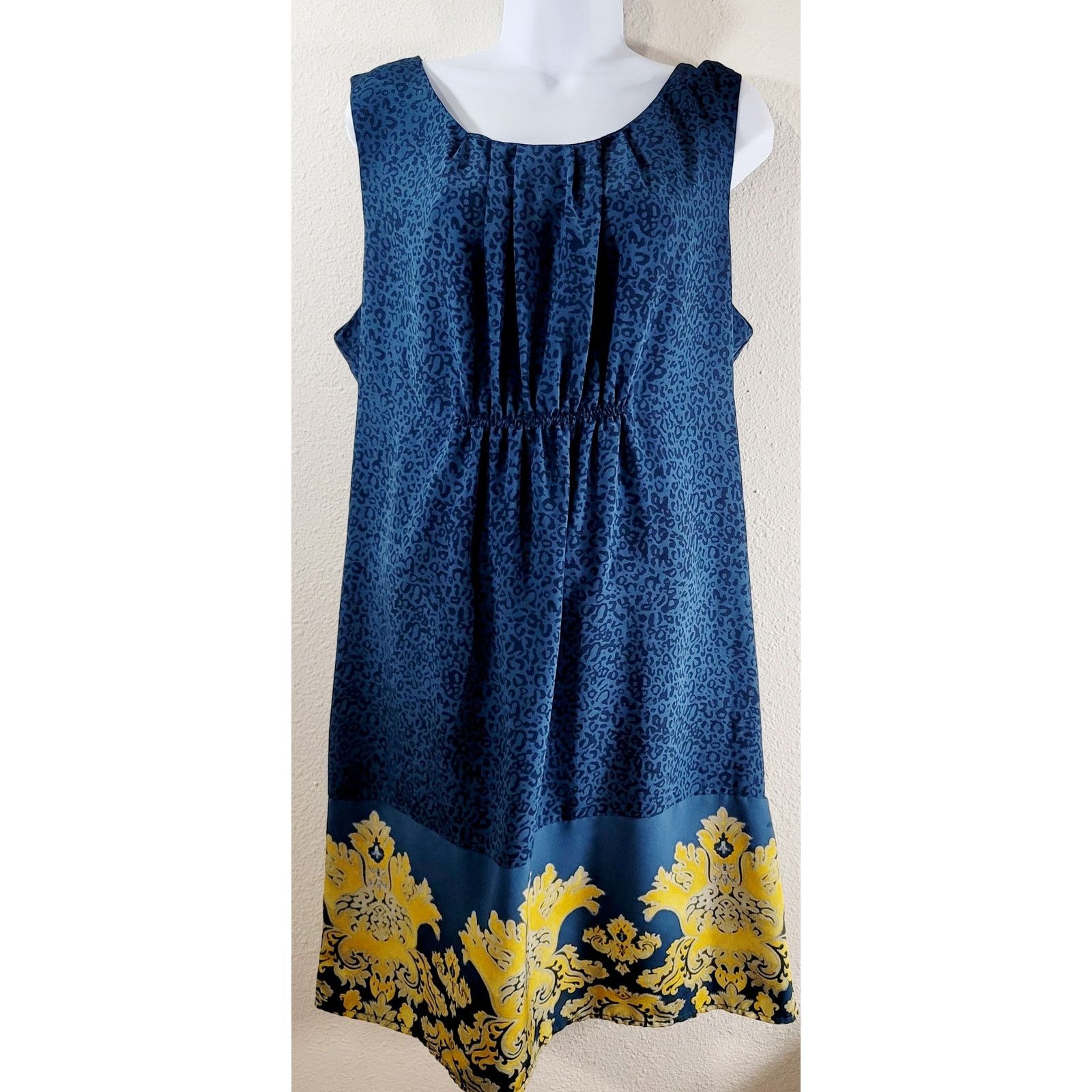 Other Vintage Blue Gold Animal Print A Line Dress XL Lightweight Size XL / US 12-14 / IT 48-50 - 1 Thumbnail