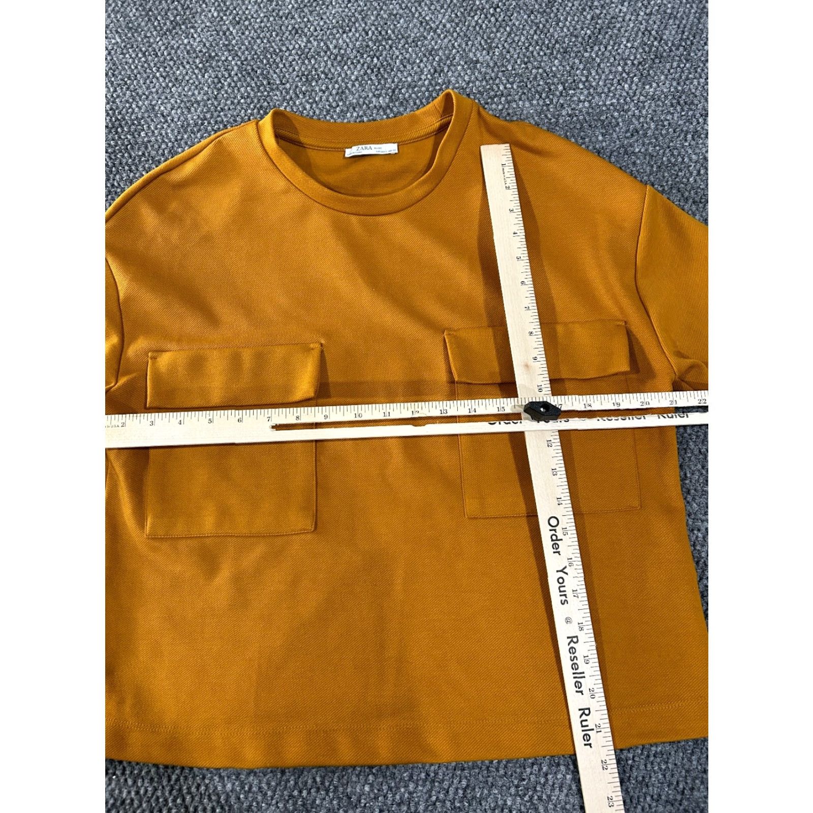 Zara Zara Basic Long Sleeve Top Womens Large Mustard Yellow Front Pocket Minimalist Shirt Blouse Modern Casual Womens Regular Fit Yellow Size L / US 10 / IT 46 - 4 Thumbnail
