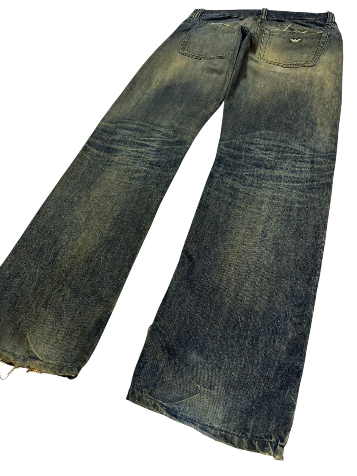 Armani Vtg 90s Emporio Armani Distressed Mud Washed Jeans Size US 33 - 4 Thumbnail
