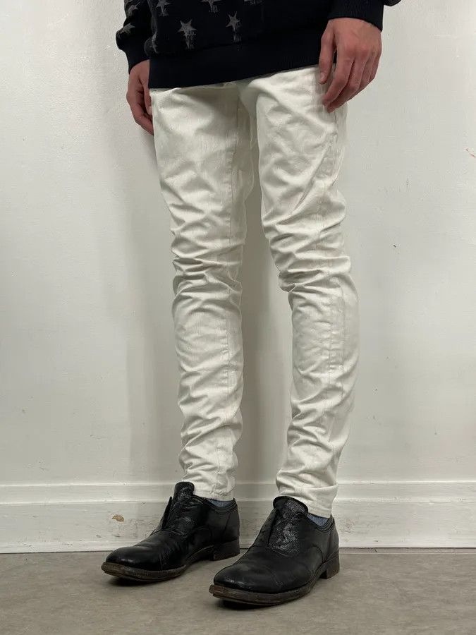 Maison Margiela 2012 Maison Margiela H&P White Cracked Painted Slim Jeans Size US 32 / EU 48 - 3 Thumbnail