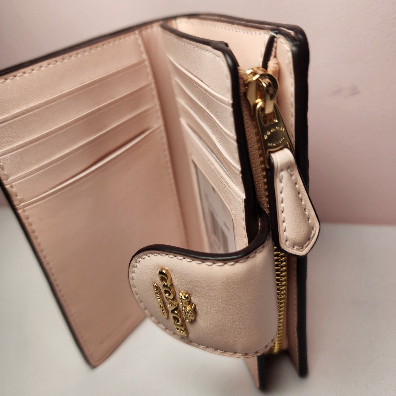 Coach Coach CZ343 Medium Corner Zip Wallet Rosette Floral Pink Size ONE SIZE - 4 Thumbnail