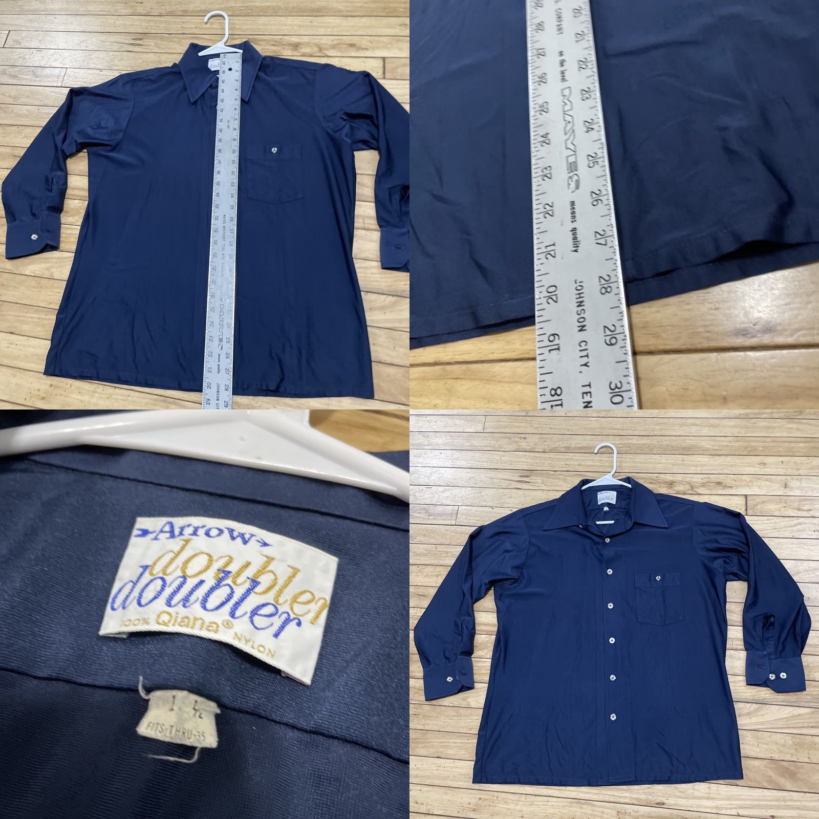 Arrow VINTAGE Arrow Shirt Doubler Polyester Saturday Night Fever Disco Large Mens 16.5 35 Blue 1970s Shirt Mens 16.5 35 Size US L / EU 52-54 / 3 - 8 Thumbnail