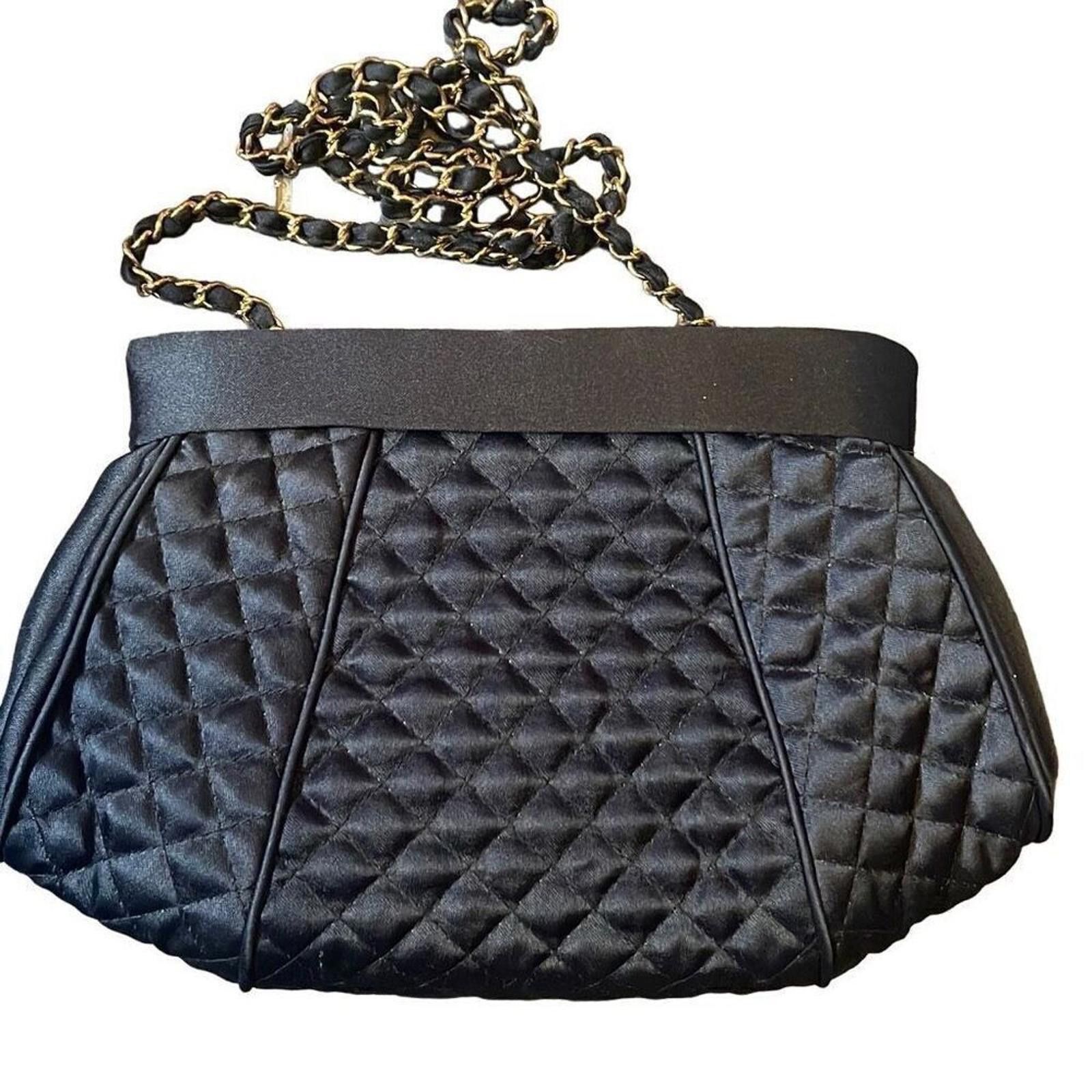 Designer Vintage De Lill quilted fabric evening bag black Size ONE SIZE - 3 Thumbnail