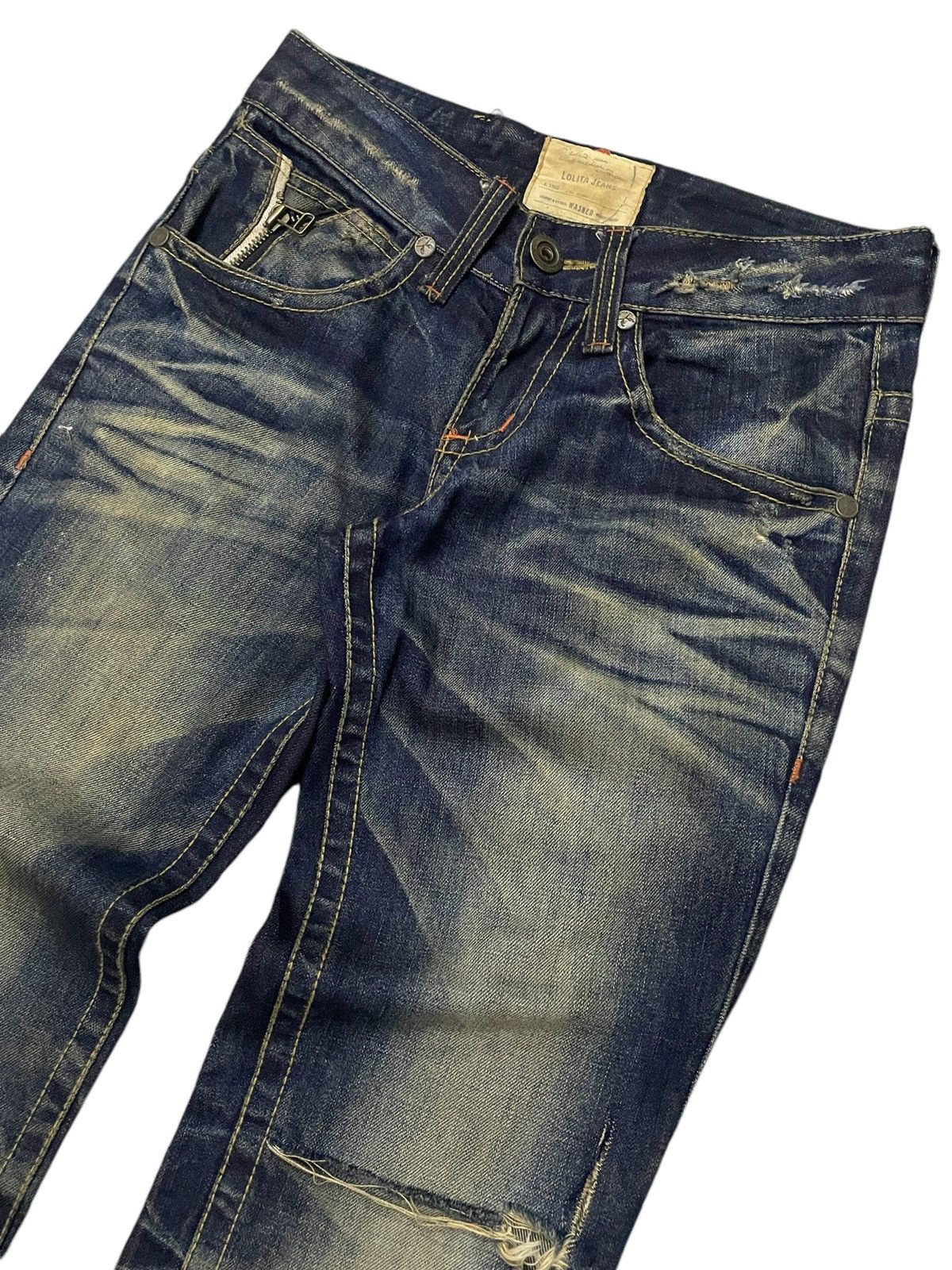 GOSTAR DE FUGA × Hysteric Glamour × Tornado Mart Lolita Japan Claw Mark Honeycomb Mud Wash Jeans Size US 30 / EU 46 - 3 Thumbnail