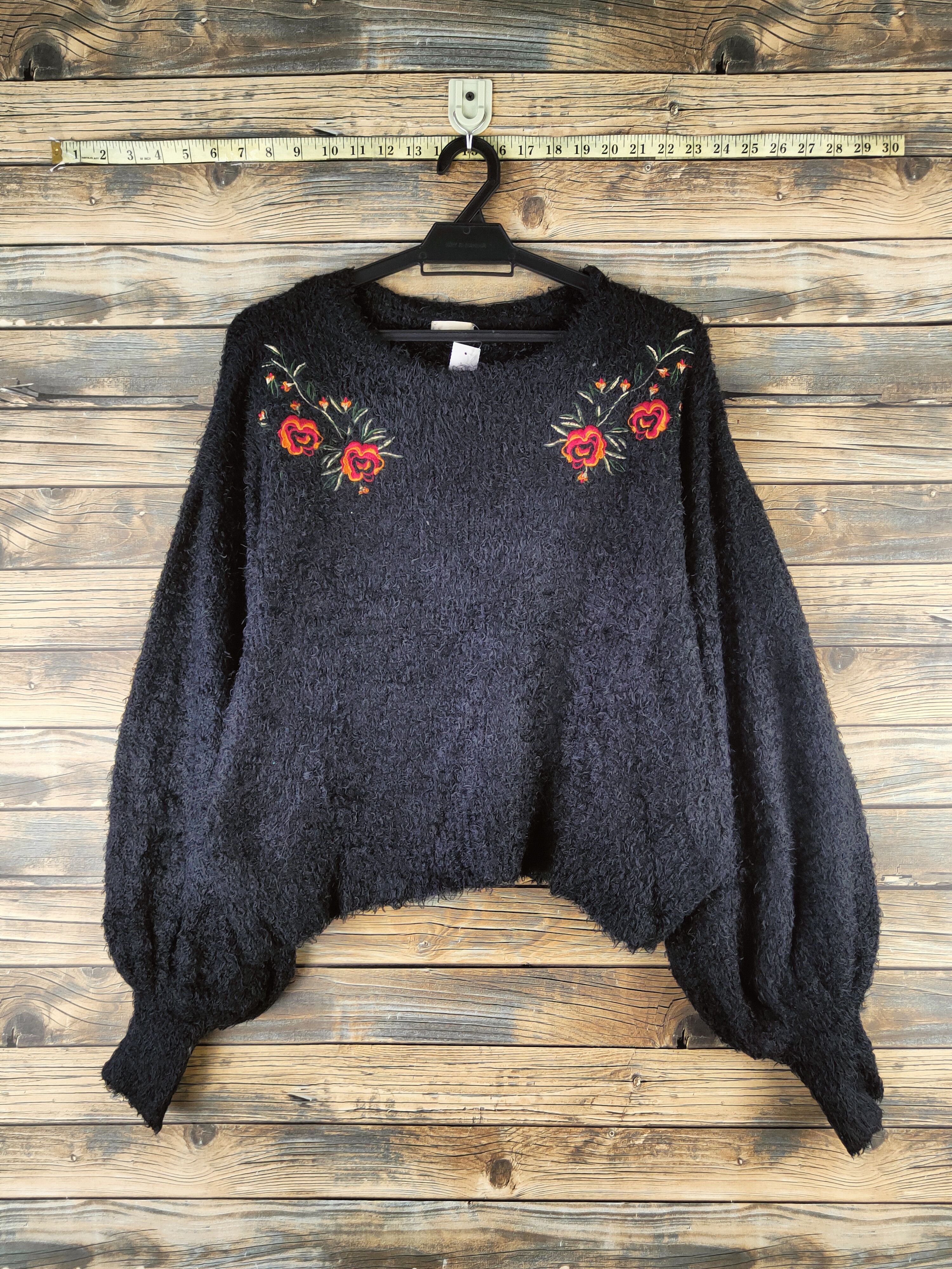 GU DL GU Black Fur Mohair shaggy Knitwear #46-996 Size L / US 10 / IT 46 - 1 Thumbnail