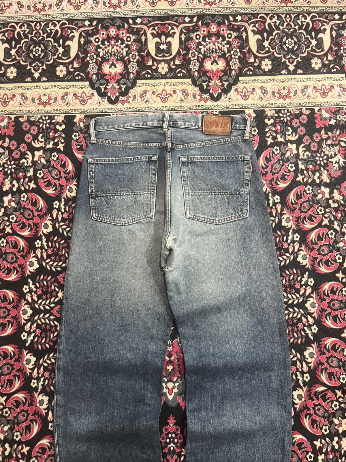 Edwin Vintage Edwin 505X Blue Washed Selvedge Frayed Leg Jeans Size US 32 / EU 48 - 7 Thumbnail